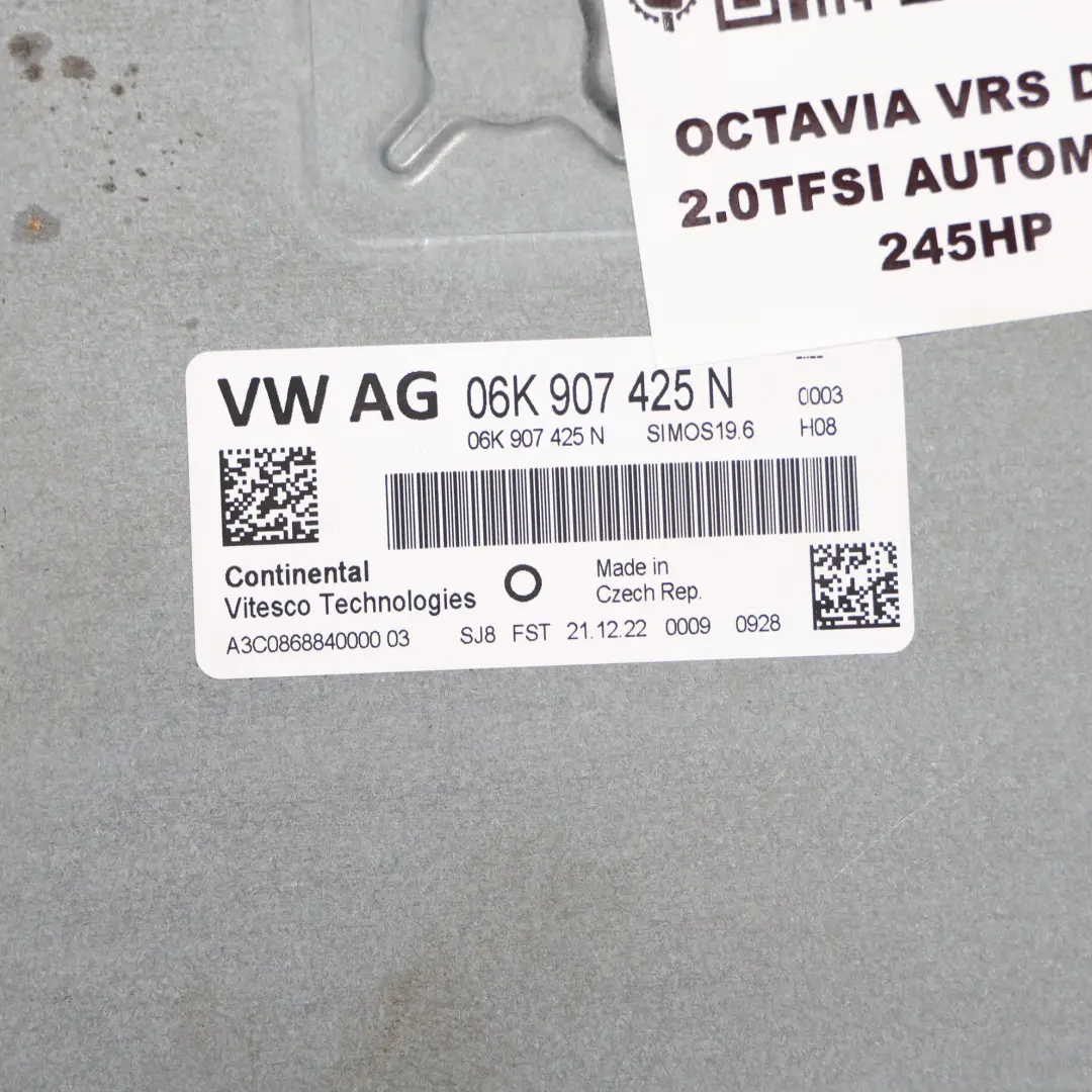Mk4 2.0TFSI DNPA 245HP Kit Centralina Motore Automatico per Skoda Octavia con numero di parte 06K907425N Skoda Octavia Mk4 2.0TFSI DNPA 245HP Kit Centralina Motore Automatico - SKU 06K907425N-1 - Numero di parte 06K907425N