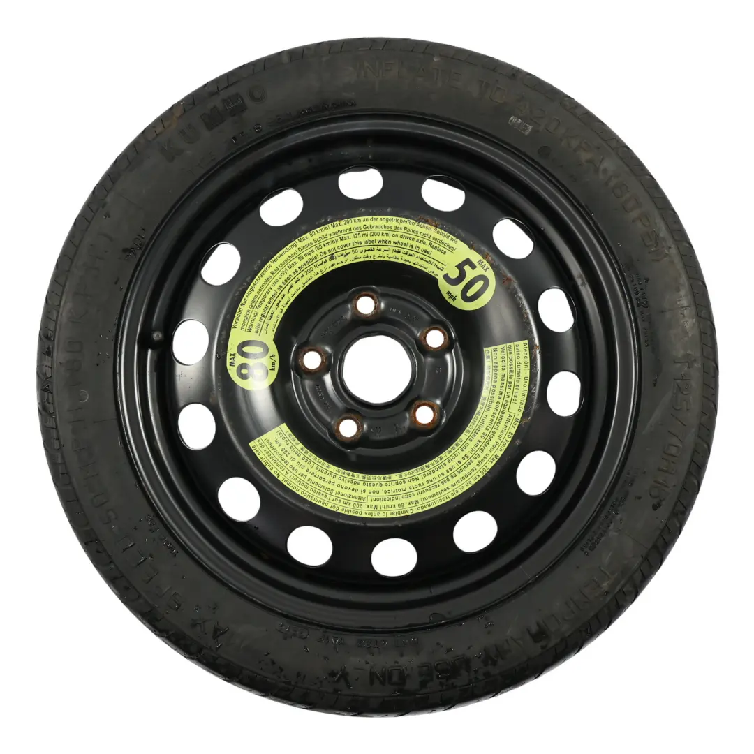 VW Golf Mk6 Ruota Di Scorta Compatta In Acciaio R16 3,5J Kumho 125/70 - SKU 1K0601027S-1 - Numero di parte 1K0601027S