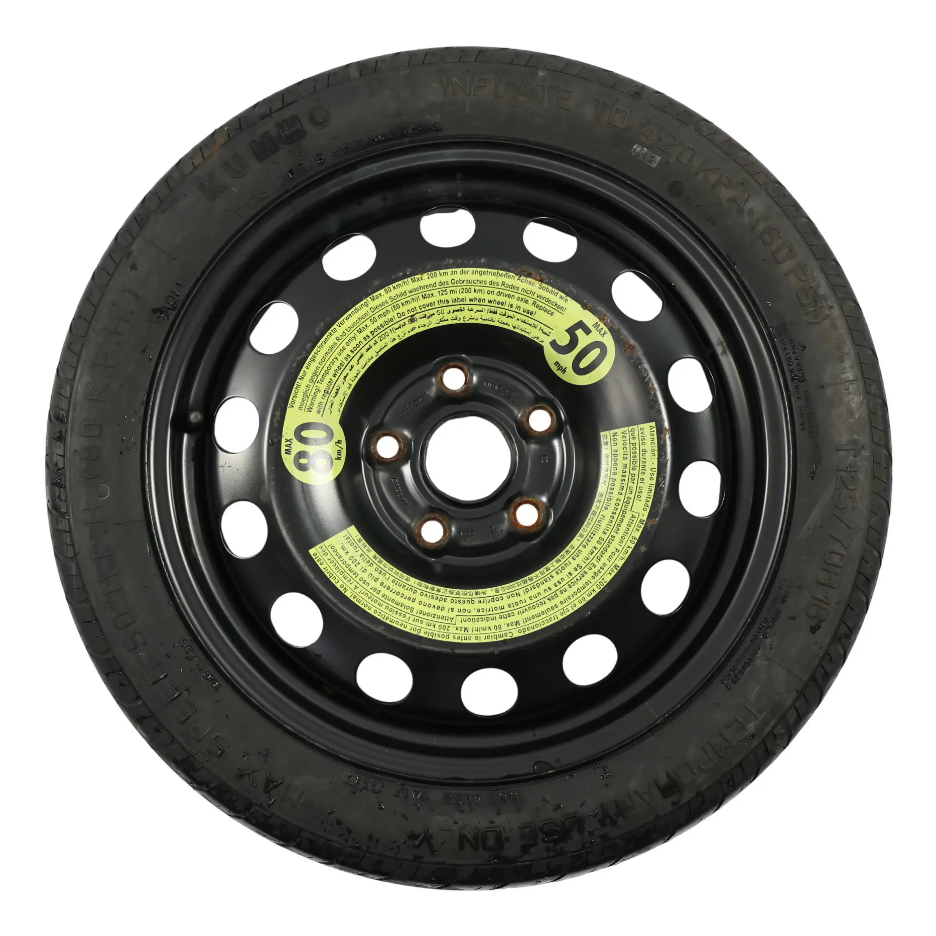 VW Golf Mk6 Spare Compact Wheel Steel R16 3,5J Kumho 125/70 1K0601027S