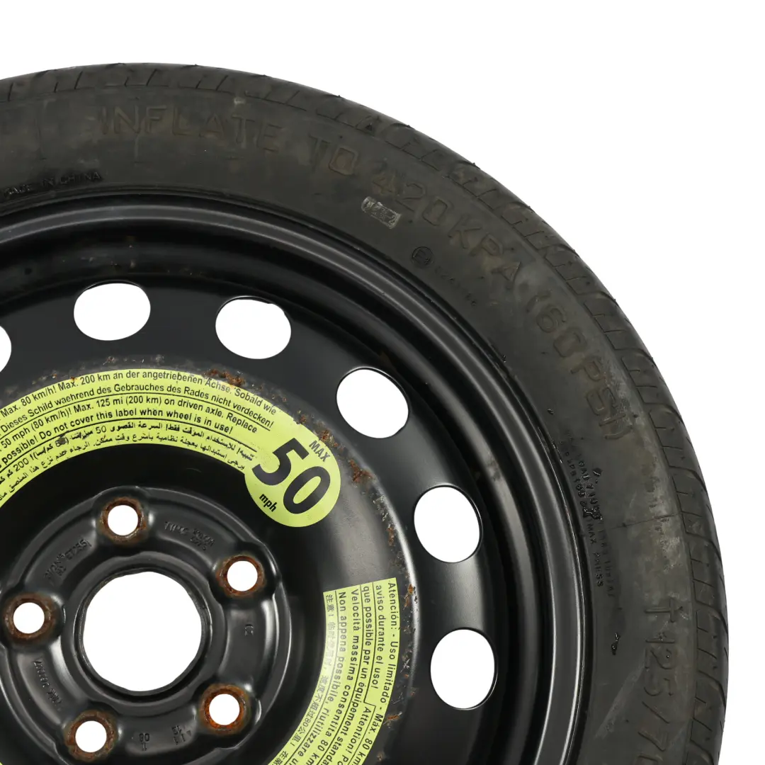 VW Golf Mk6 Spare Compact Wheel Steel R16 3,5J Kumho 125/70 - SKU 1K0601027S-1 - Part number 1K0601027S