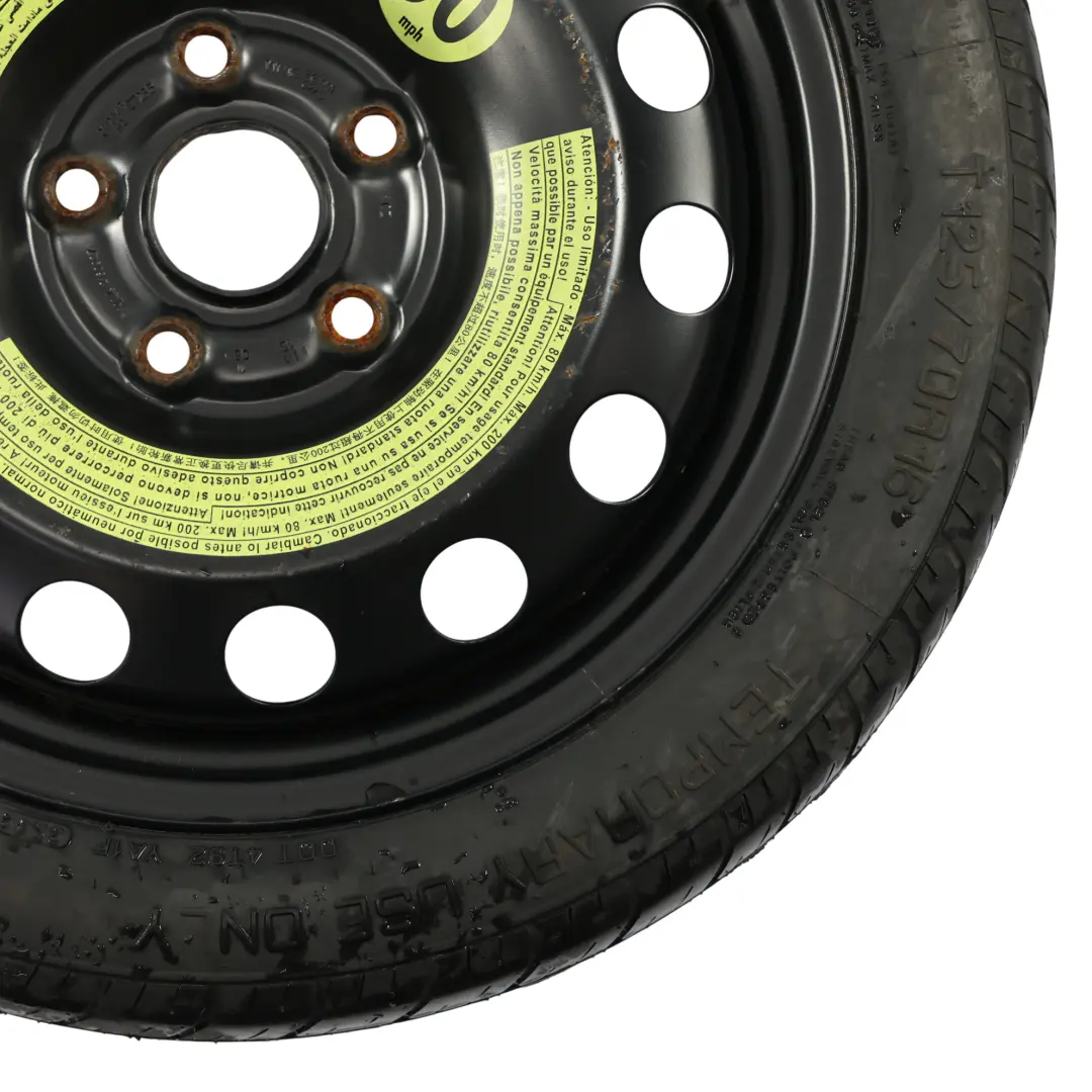 VW Golf Mk6 Ersatzrad Kompakt Stahl R16 3,5J Kumho 125/70 - SKU 1K0601027S-1 - Teilenummer 1K0601027S