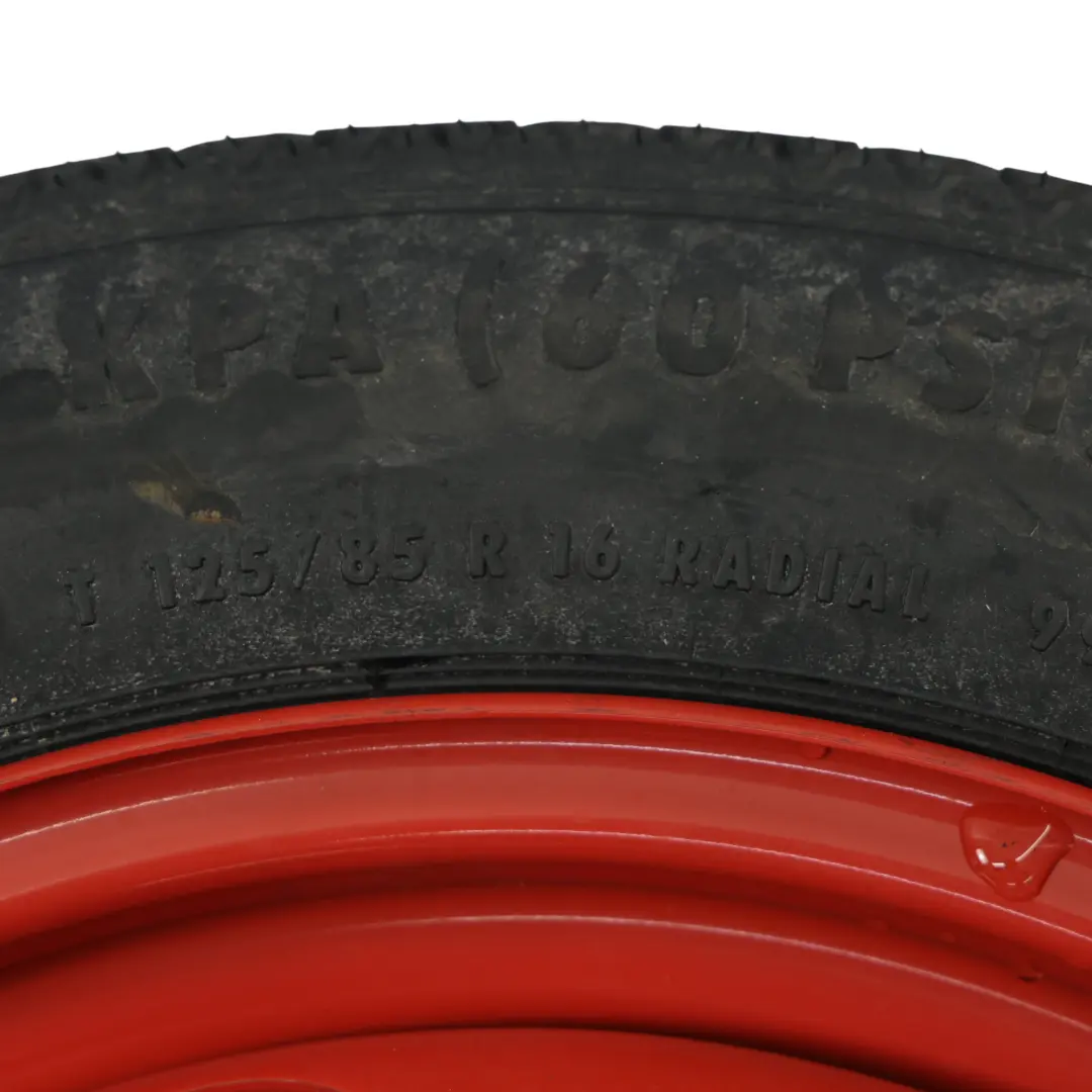 Spare Wheel Compact Wheel Steel R16 Tyre 125/85 ET10 3,5 to Peugeot 308 with Part number 2160718 Peugeot 308 Spare Wheel Compact Wheel Steel R16 Tyre 125/85 ET10 3,5 - SKU 2160718 - Part number 2160718