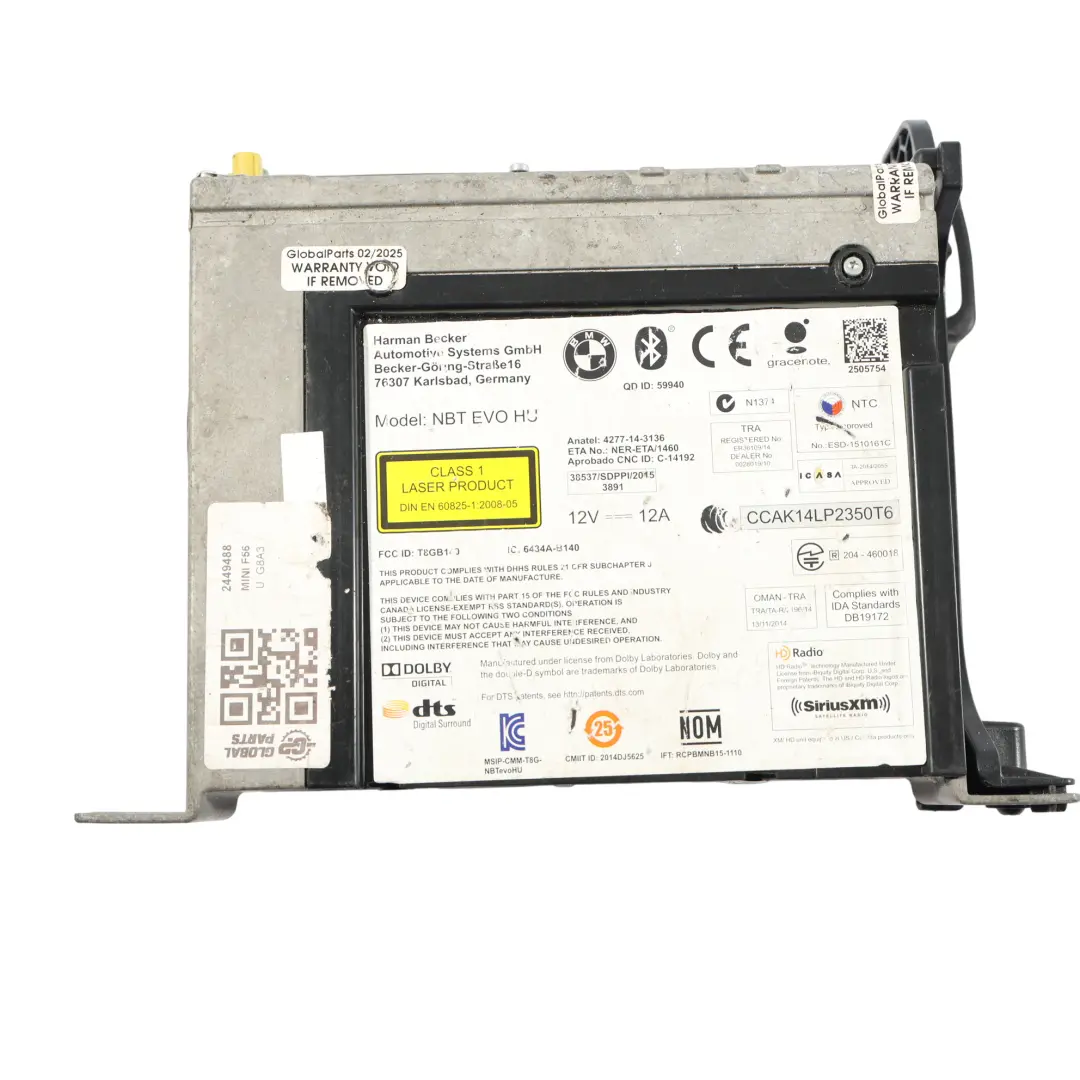  Unidad principal Mini F55 F56 Navegación Radio Reproductor multimedia - SKU 2449488 - Número de pieza 2449488