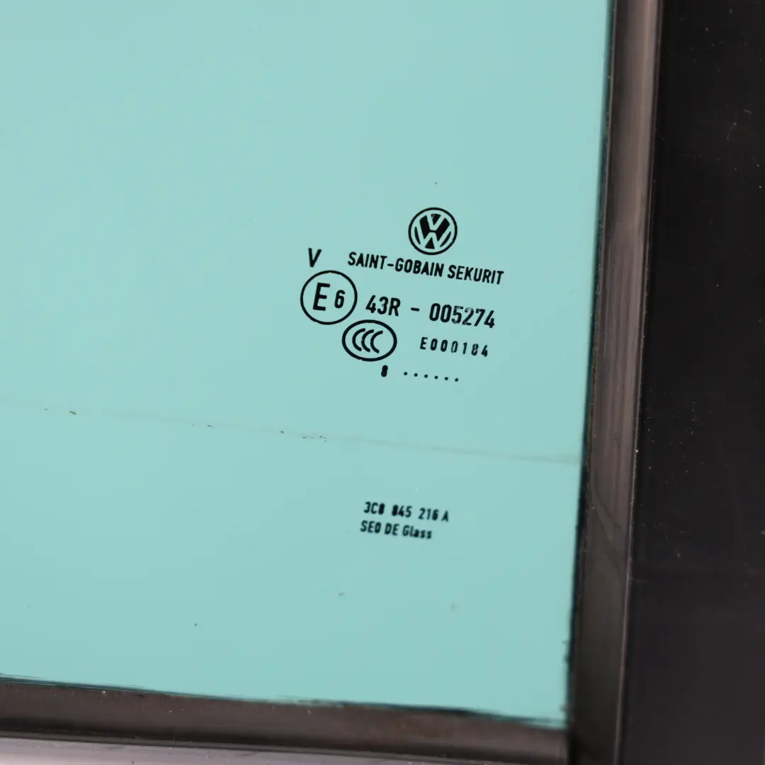 Quarter Side Window Glass Tinted Right O/S to Volkswagen Passat CC Rear with Part number 3C8845216A Volkswagen Passat CC Rear Quarter Side Window Glass Tinted Right O/S - SKU 3C8845216A - Part number 3C8845216A