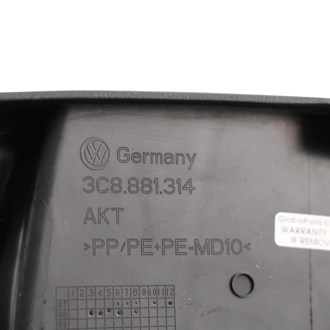 Volkswagen Passat CC Front Seat Frame Cover Trim Satin Black Right O/S - SKU 3C8881314 - Part number 3C8881314