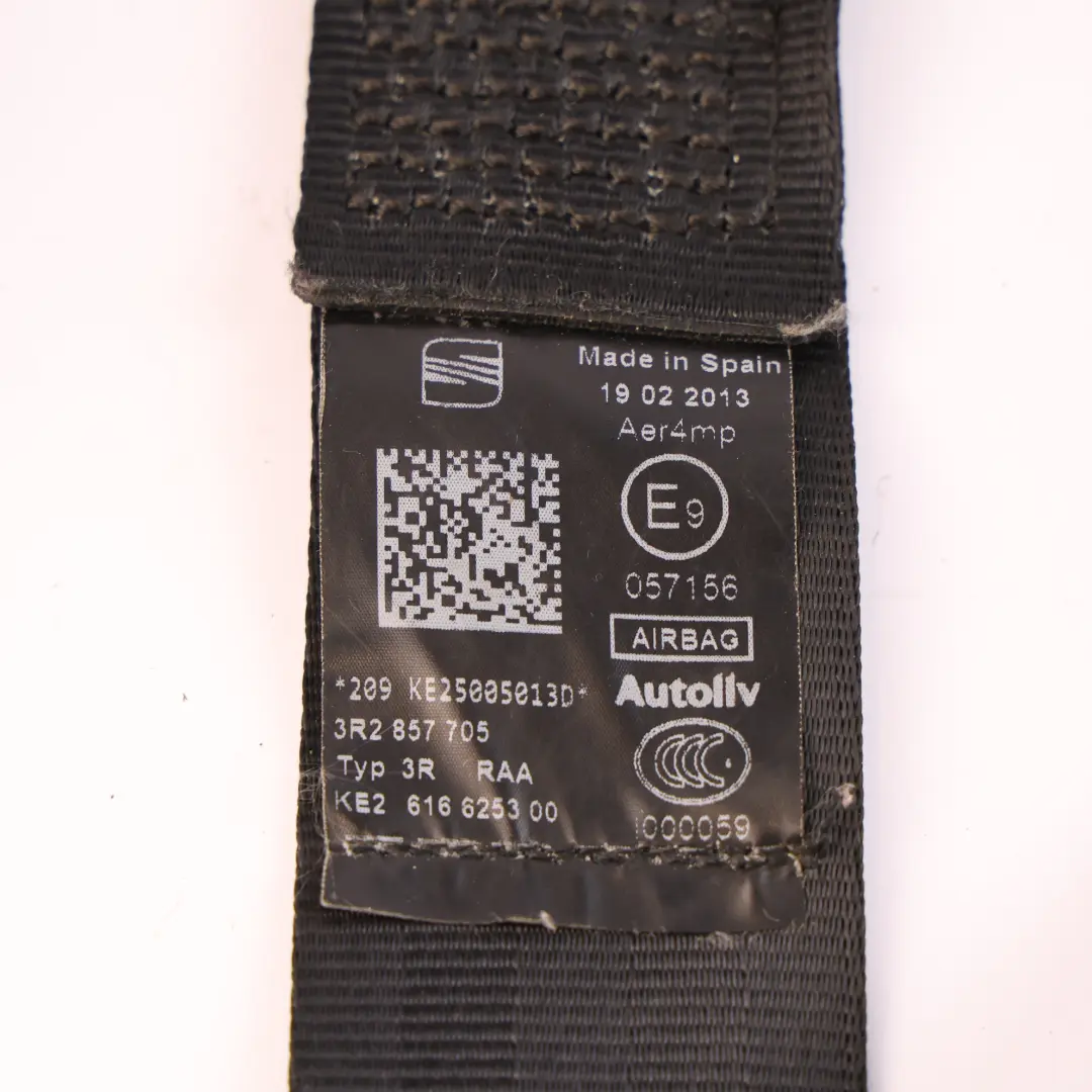 3R Seat Belt Seatbelt Black Passenger Front Left N/S to Seat Exeo with Part number 3R2857705 Seat Exeo 3R Seat Belt Seatbelt Black Passenger Front Left N/S - SKU RHD-3R2857705 - Part number 3R2857705