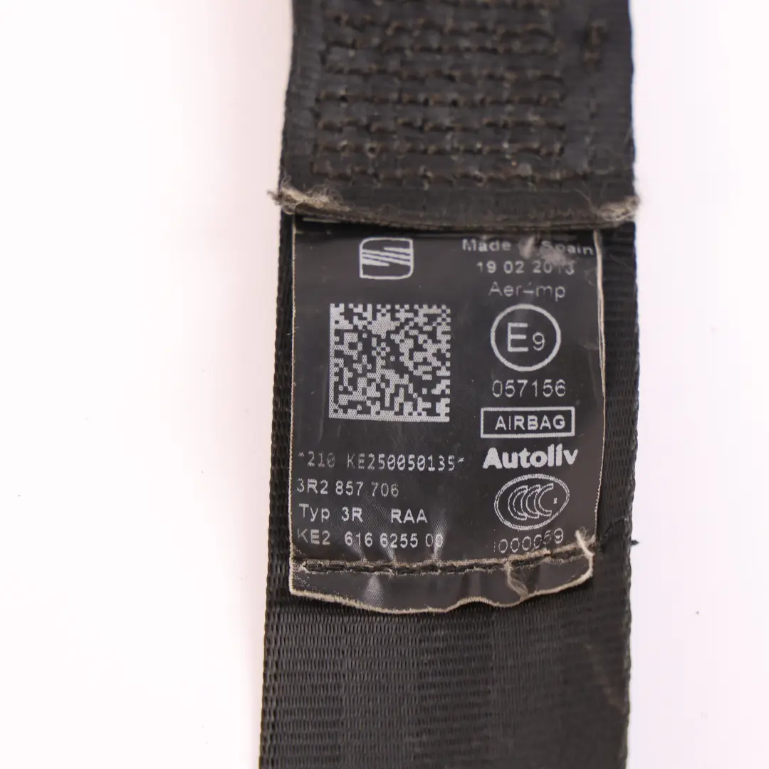 Seat Exeo 3R Seat Belt Seatbelt Black Driver Front Right O/S - SKU RHD-3R2857706 - Part number 3R2857706
