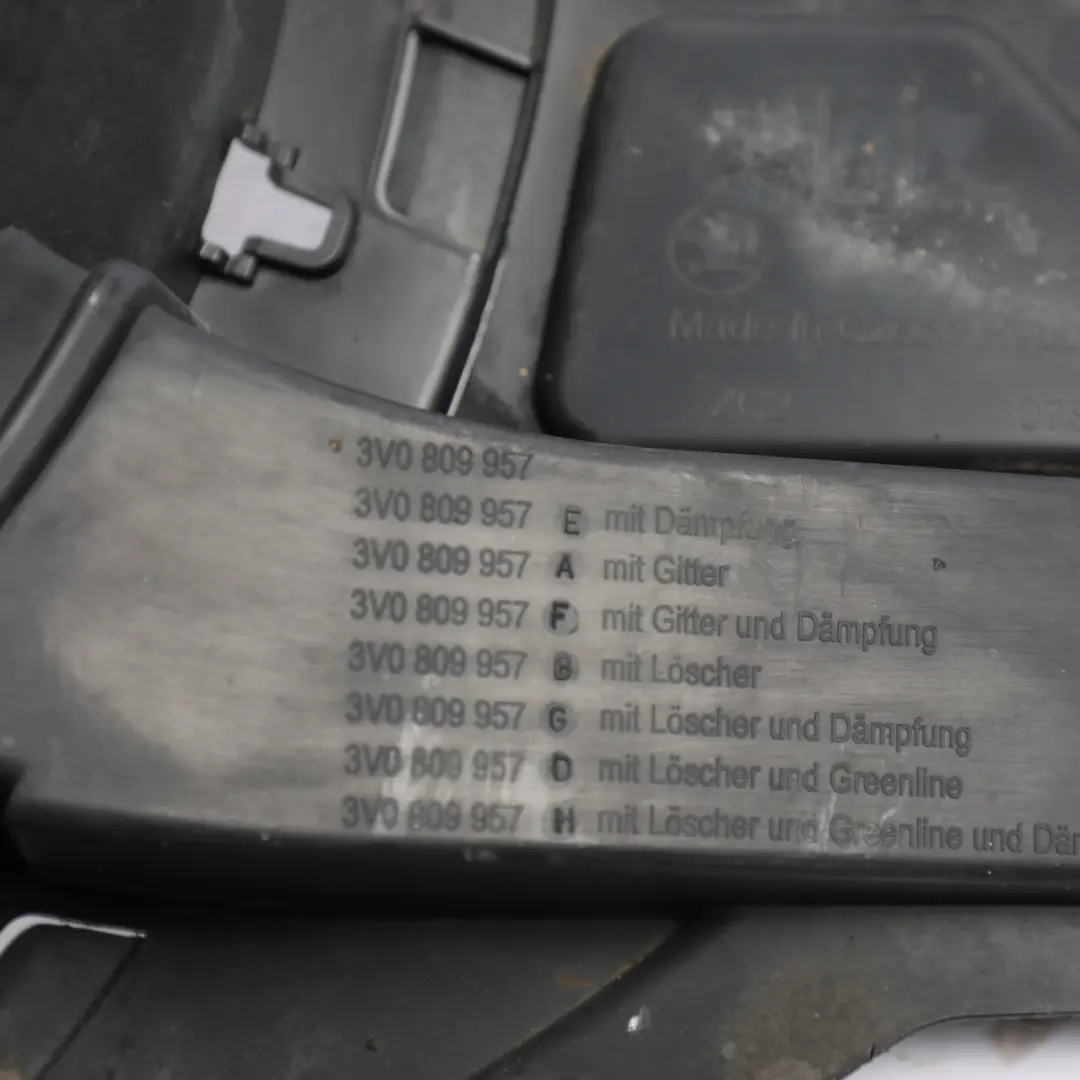 Skoda Superb 3V Mk3 Front Wheel Arch Cover Splash Guard Left N/S - SKU 3V0809957 - Part number 3V0809957