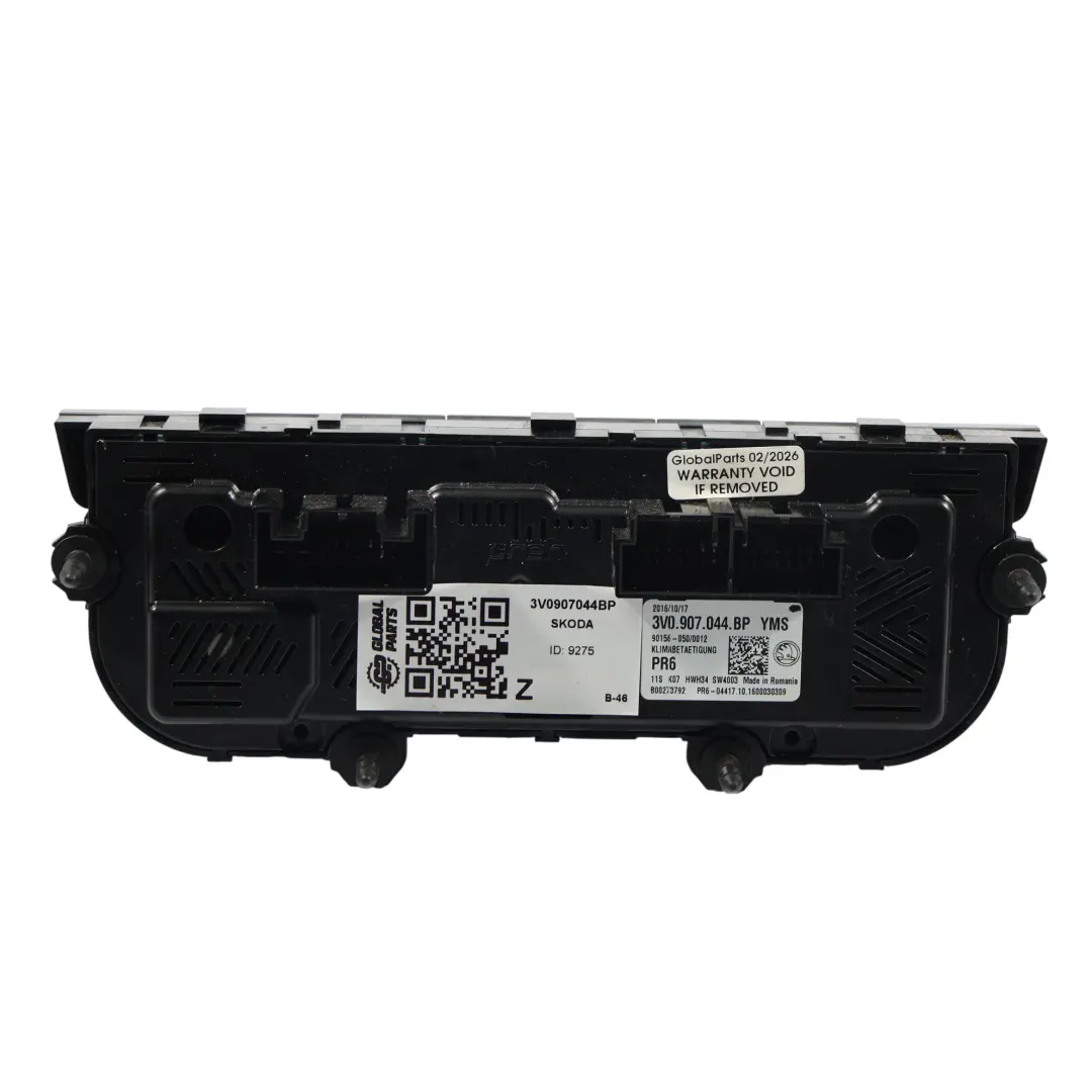 Mk3 3VPanel Sterowania Przełączniki Klimatyzacji do Skoda Superb o numerze 3V0907044BP Skoda Superb Mk3 3VPanel Sterowania Przełączniki Klimatyzacji - SKU 3V0907044BP - Numer Części 3V0907044BP