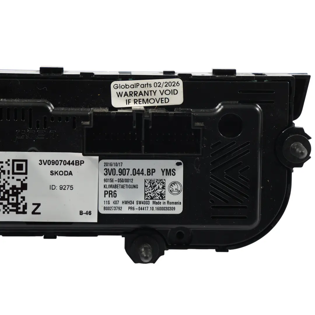 Mk3 3V A/C Klima Anlagen Steuerung Schalttafel für Skoda Superb mit Teilenummer 3V0907044BP Skoda Superb Mk3 3V A/C Klima Anlagen Steuerung Schalttafel - SKU 3V0907044BP - Teilenummer 3V0907044BP