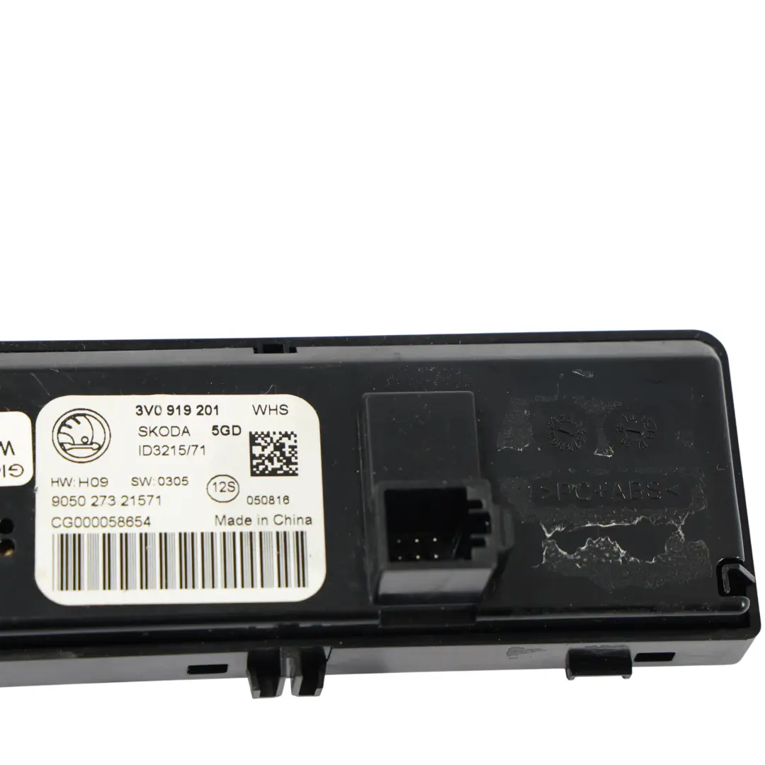 Mk3 Reloj Digital Consola Central Trasera para Skoda Superb con número de pieza 3V0919201 Skoda Superb Mk3 Reloj Digital Consola Central Trasera - SKU 3V0919201 - Número de pieza 3V0919201