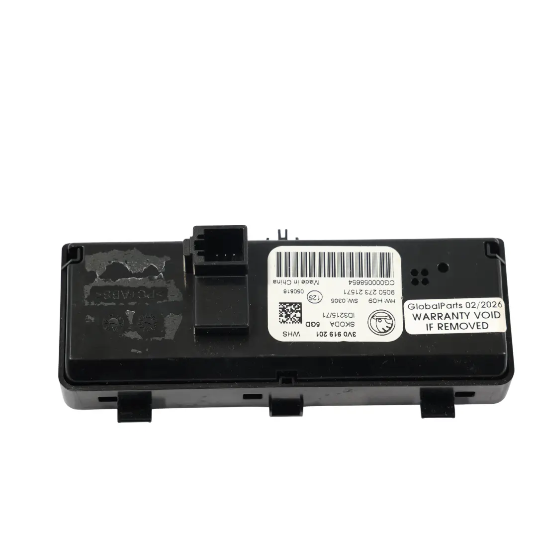 Mk3 Reloj Digital Consola Central Trasera para Skoda Superb con número de pieza 3V0919201 Skoda Superb Mk3 Reloj Digital Consola Central Trasera - SKU 3V0919201 - Número de pieza 3V0919201