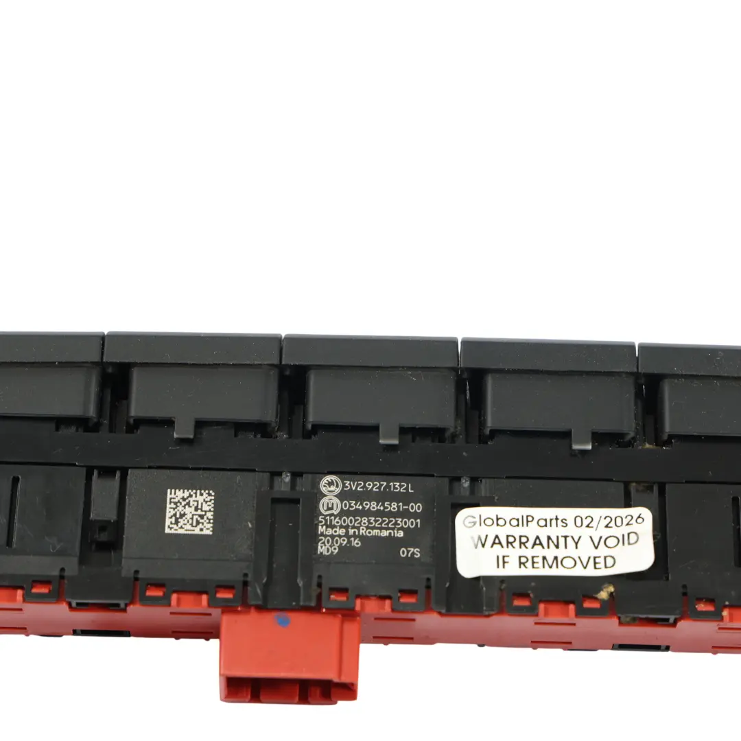 Skoda Superb Mk3 3V Tailgate Opening Switch Control Panel Unit - SKU RHD-3V2927132L - Part number 3V2927132L