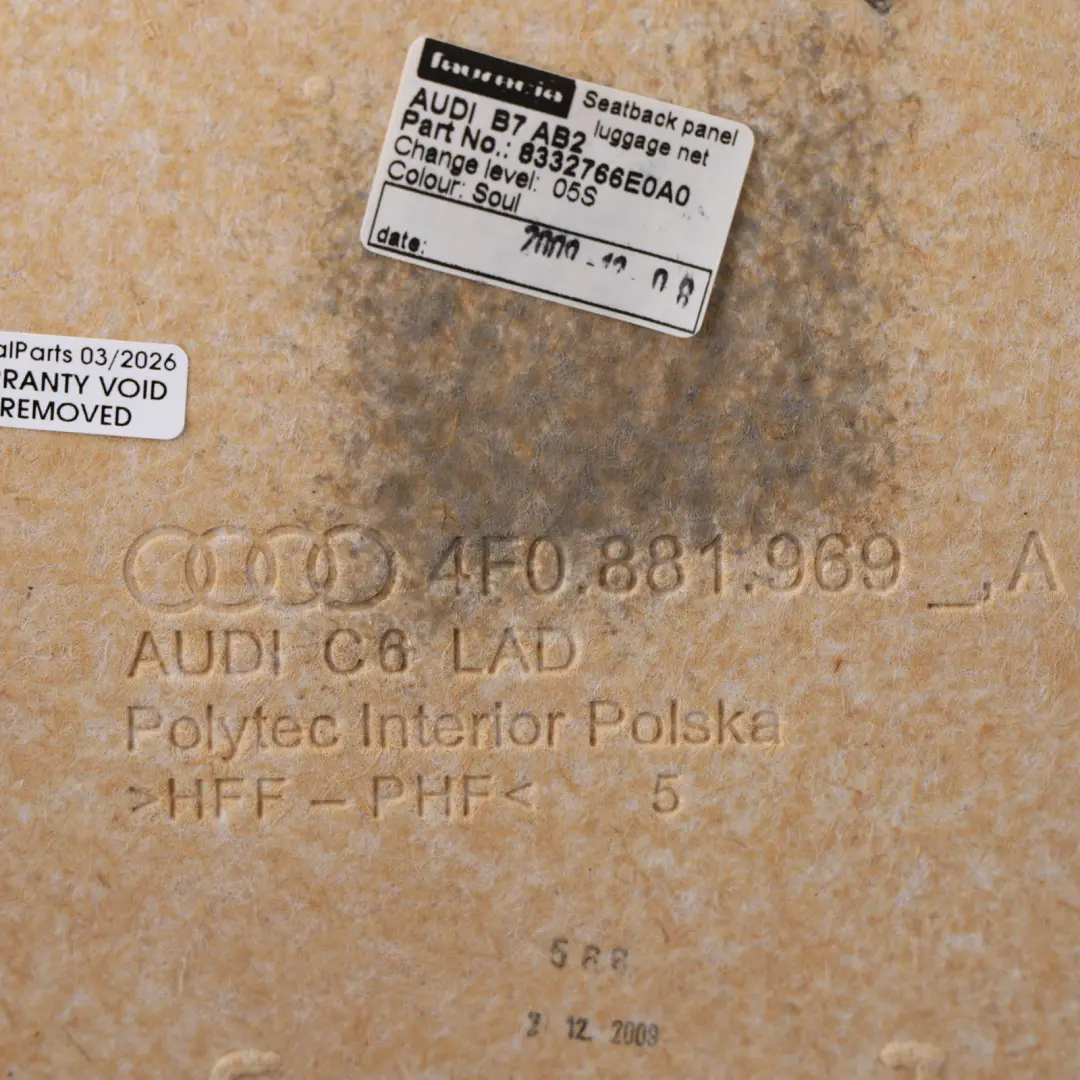 Front Seat Backrest Cover Trim Net Left Right N/O/S Panel to Audi A3 8P with Part number 4F0881969A Audi A3 8P Front Seat Backrest Cover Trim Net Left Right N/O/S Panel - SKU 4F0881969A-1 - Part number 4F0881969A