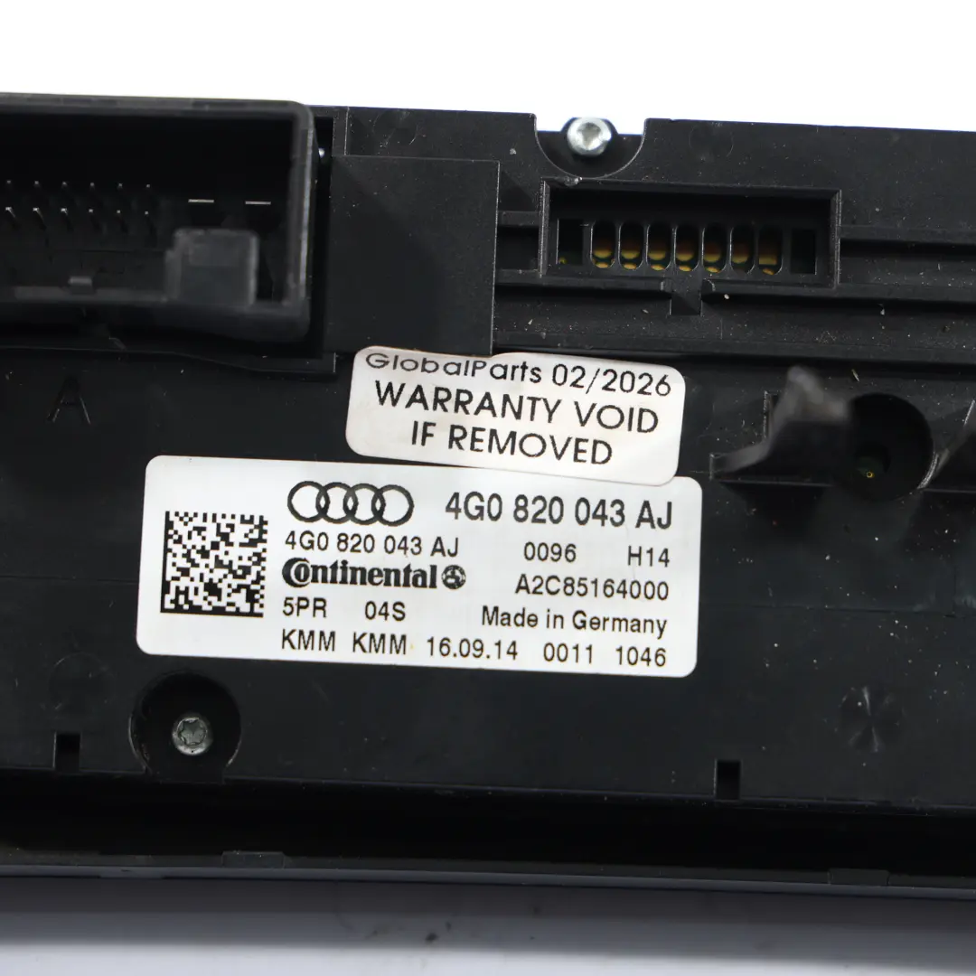 Audi A6 C7 Air Con A/C Heater Climate Control Switch Panel - SKU 4G0820043AJ - Part number 4G0820043AJ