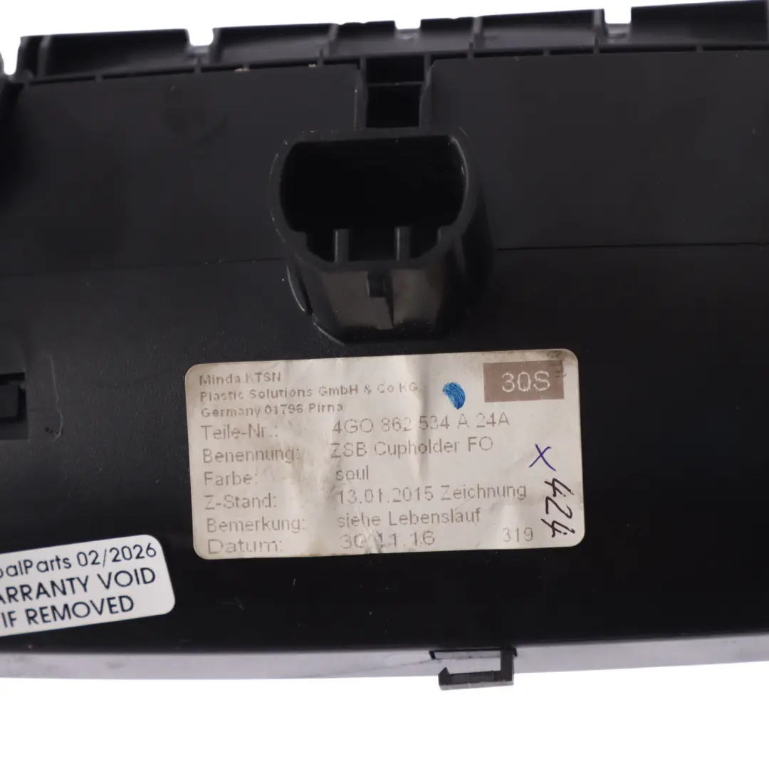 Audi A6 C7 A7 4G Centre Console Cup Holder Cover Trim Panel 4G0862534A - SKU 4G0862534A-1 - Part number 4G0862434A