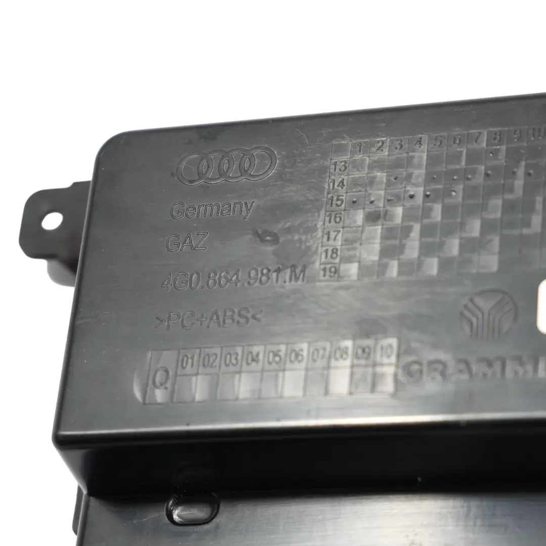 Audi A6 C7 A7 4G Garniture Accoudoir Couvercle Rangement Console - SKU 4G0864981M - Numéro de pièce 4G0864981M