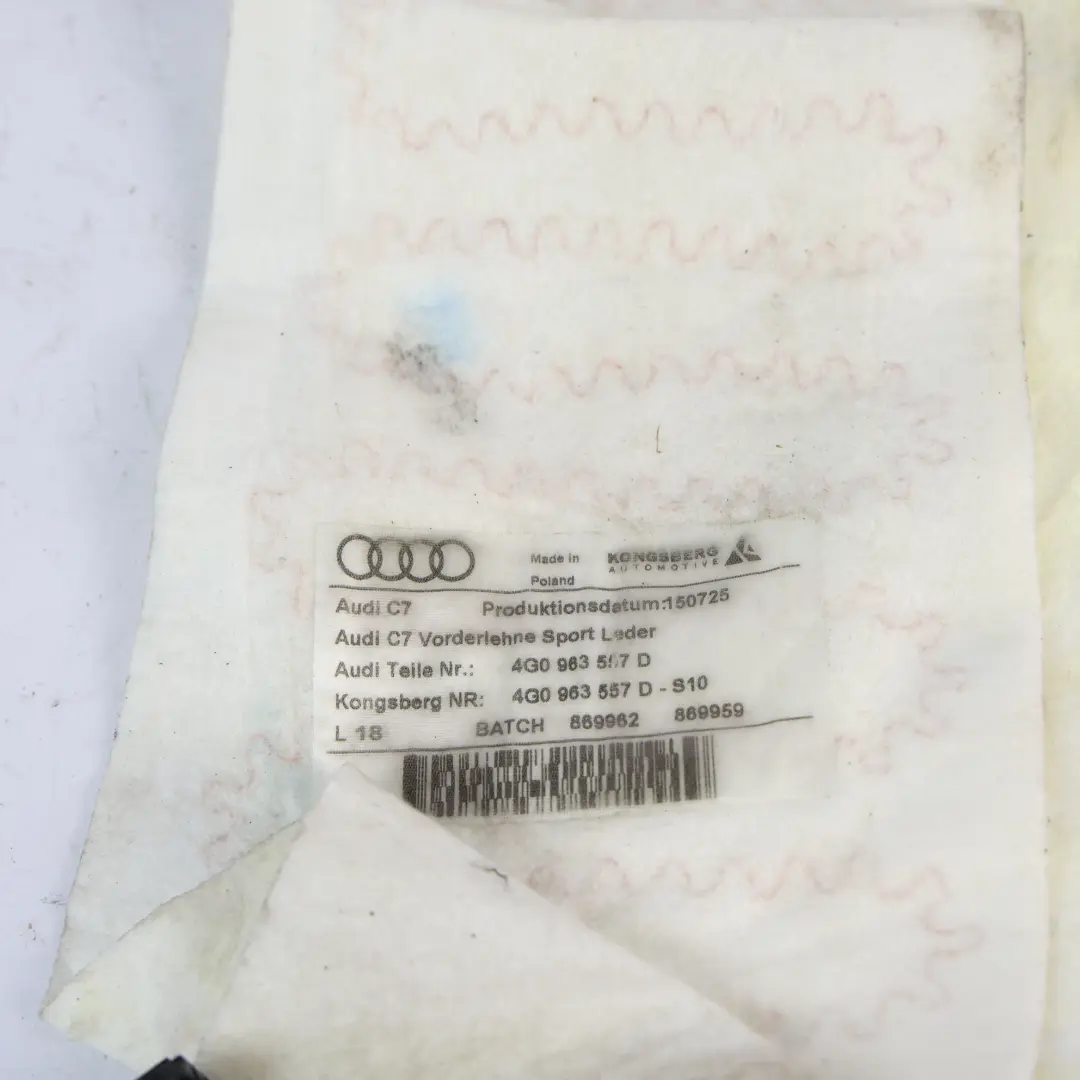 4G8 Podgrzewacz Oparcia Fotela Przód Lewy Prawy do Audi A6 Avant A7 o numerze 4G0963557D Audi A6 Avant A7 4G8 Podgrzewacz Oparcia Fotela Przód Lewy Prawy - SKU 4G0963557D - Numer Części 4G0963557D