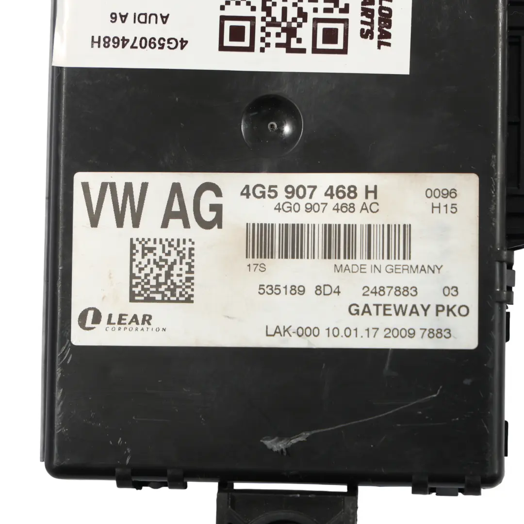 Gateway Interface Electrical Control Unit Module ECU to Audi A6 C7 A7 4G with Part number 4G5907468H Audi A6 C7 A7 4G Gateway Interface Electrical Control Unit Module ECU - SKU 4G5907468H - Part number 4G5907468H