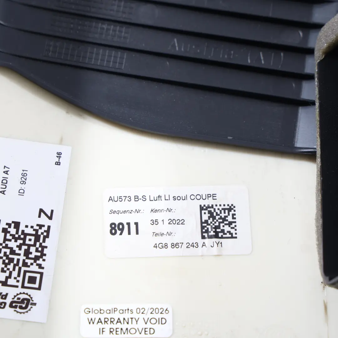 Audi A7 4G B-Pillar Columna Cubierta Panel Superior Izquierdo Negro - SKU 4G8867243A - Número de pieza 4G8867243A