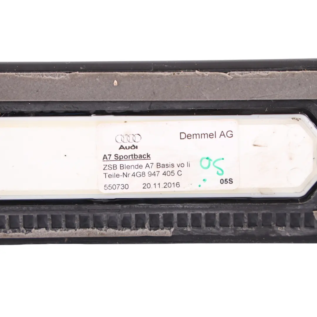 4G8 Door Sil Light Fibre Interior Trim Panel Front Left N/S to Audi A7 with Part number 4G8947405C Audi A7 4G8 Door Sil Light Fibre Interior Trim Panel Front Left N/S - SKU 4G8947405C - Part number 4G8947405C