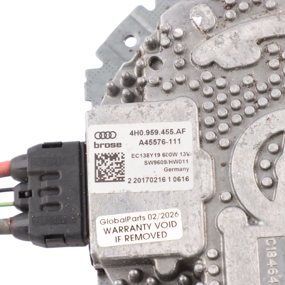 Audi A6 S6 C7 A7 S7 4G A8 D4 Radiator Fan Engine Cooling Motor Unit - SKU 4H0959455AF - Part number 4H0959455AF