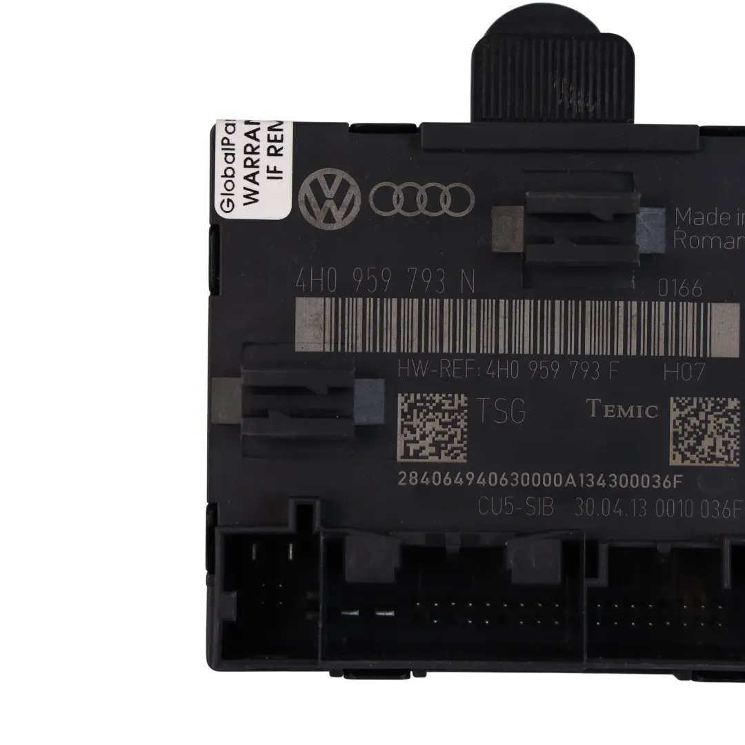 7P Modulo Controllo Porta Anteriore ECU Lato Guida per Volkswagen Touareg con numero di parte 4H0959793N Volkswagen Touareg 7P Modulo Controllo Porta Anteriore ECU Lato Guida - SKU 4H0959793N - Numero di parte 4H0959793N