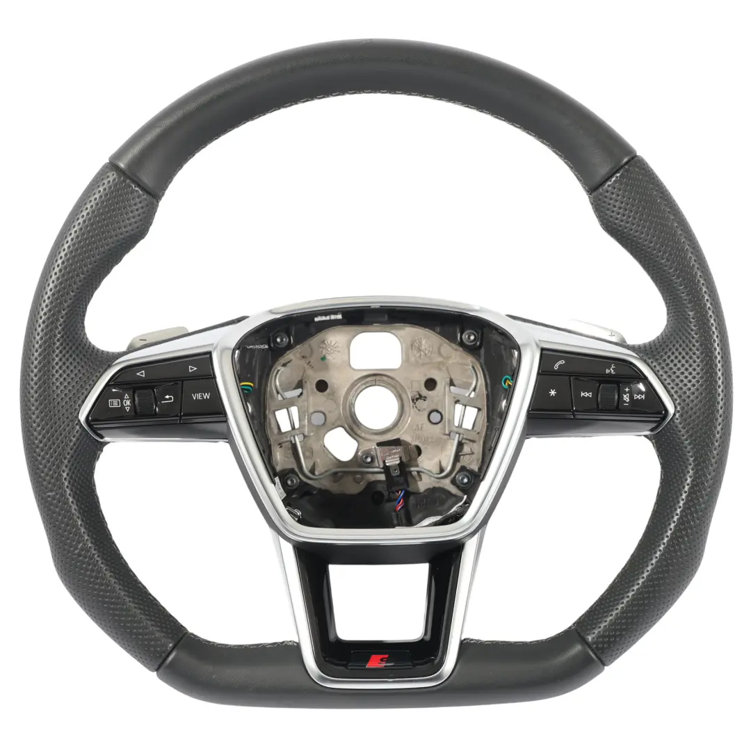 Audi A6 C8 Steering Wheel S-Line Leather Flat Bottom Paddle Shift - SKU 4K0419091BE - Part number 4K0419091BE