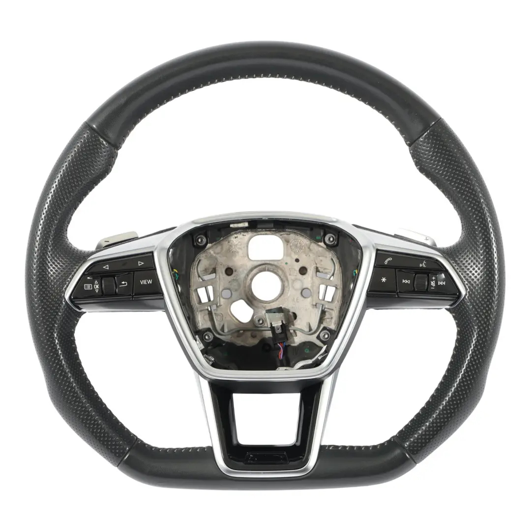 Lenkrad Schwarz Leder Flachboden Grau Gewinde für Audi A6 C8 mit Teilenummer 4K0419091N Audi A6 C8 Lenkrad Schwarz Leder Flachboden Grau Gewinde - SKU 4K0419091N - Teilenummer 4K0419091N