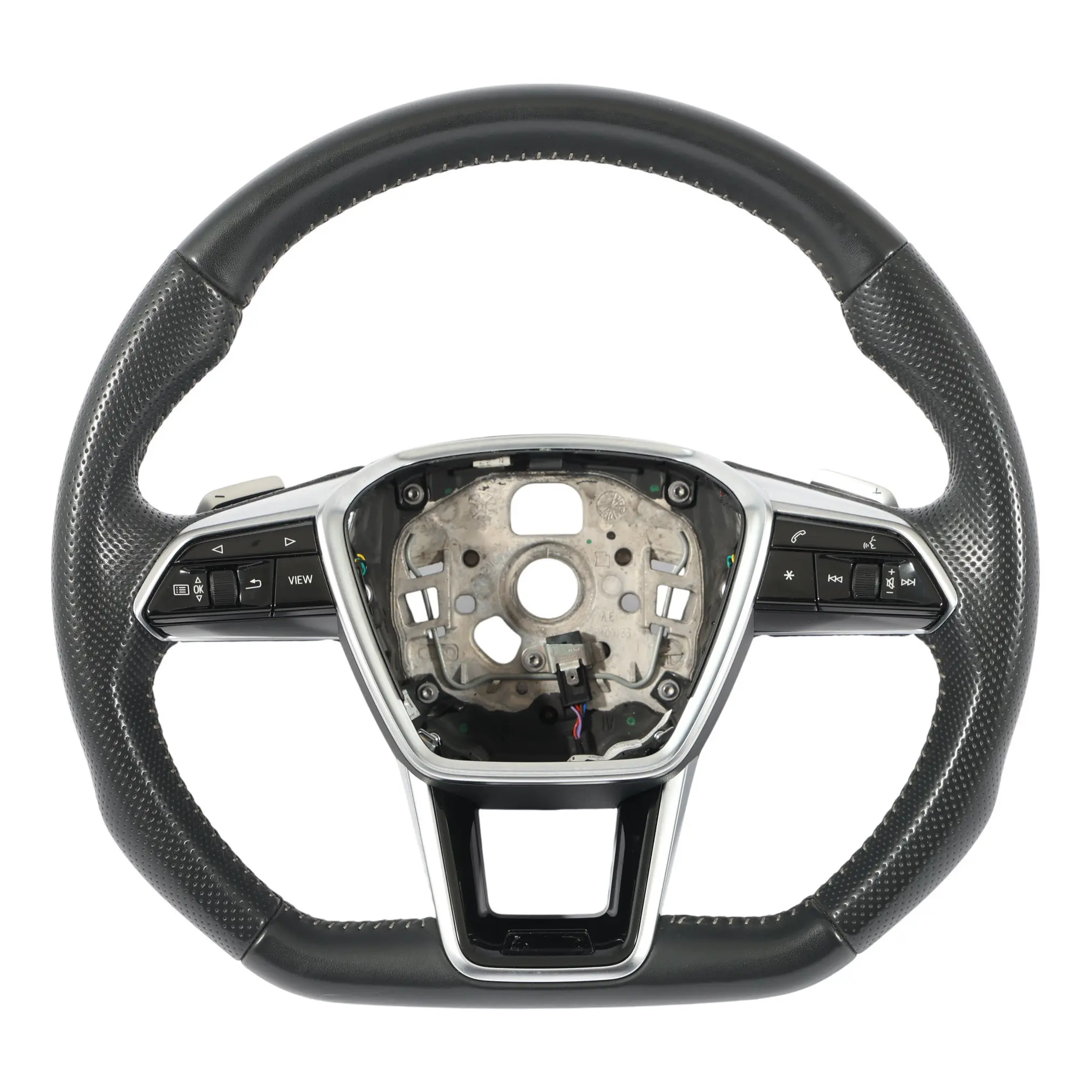 Audi A6 C8 Lenkrad Schwarz Leder Flachboden Grau Gewinde 4K0419091N