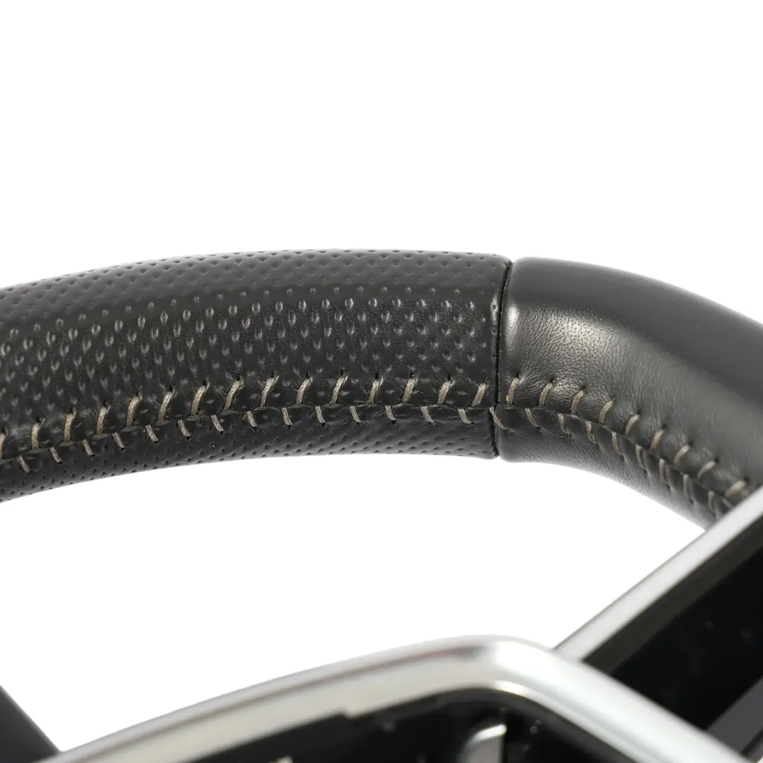 Cuero Negro Fondo Plano Rosca Gris para Audi A6 C8 Volante con número de pieza 4K0419091N Audi A6 C8 Volante Cuero Negro Fondo Plano Rosca Gris - SKU 4K0419091N - Número de pieza 4K0419091N