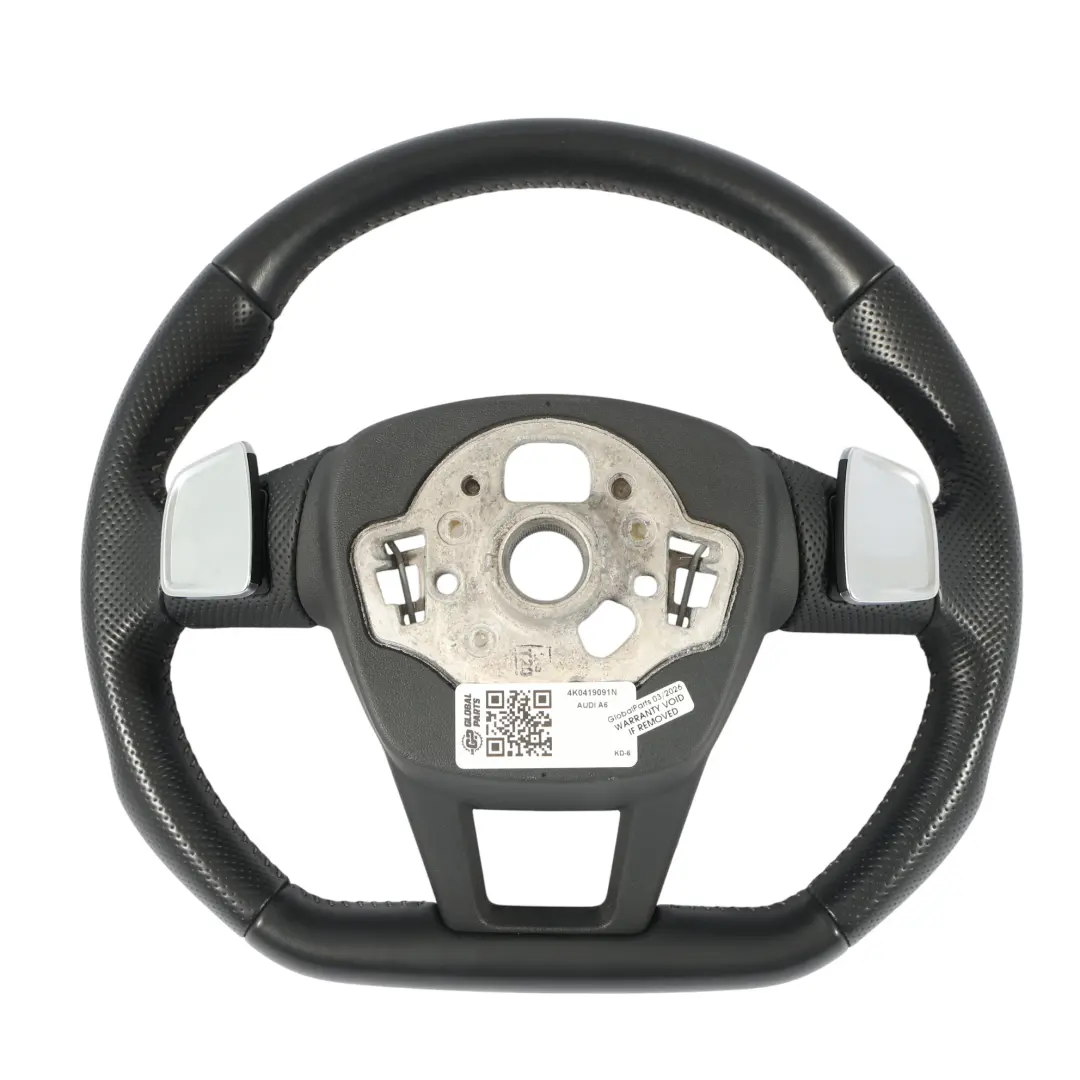 Steering Wheel Black Leather Flat Bottom Grey Thread to Audi A6 C8 with Part number 4K0419091N Audi A6 C8 Steering Wheel Black Leather Flat Bottom Grey Thread - SKU 4K0419091N - Part number 4K0419091N