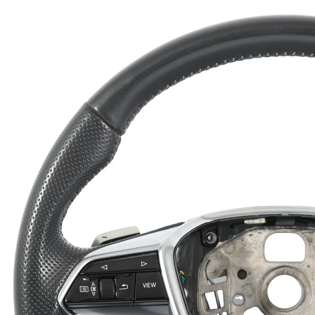 Volant Cuir Noir Fond Plat Filet Gris pour Audi A6 C8 à propos du numéro de pièce 4K0419091N Audi A6 C8 Volant Cuir Noir Fond Plat Filet Gris - SKU 4K0419091N - Numéro de pièce 4K0419091N