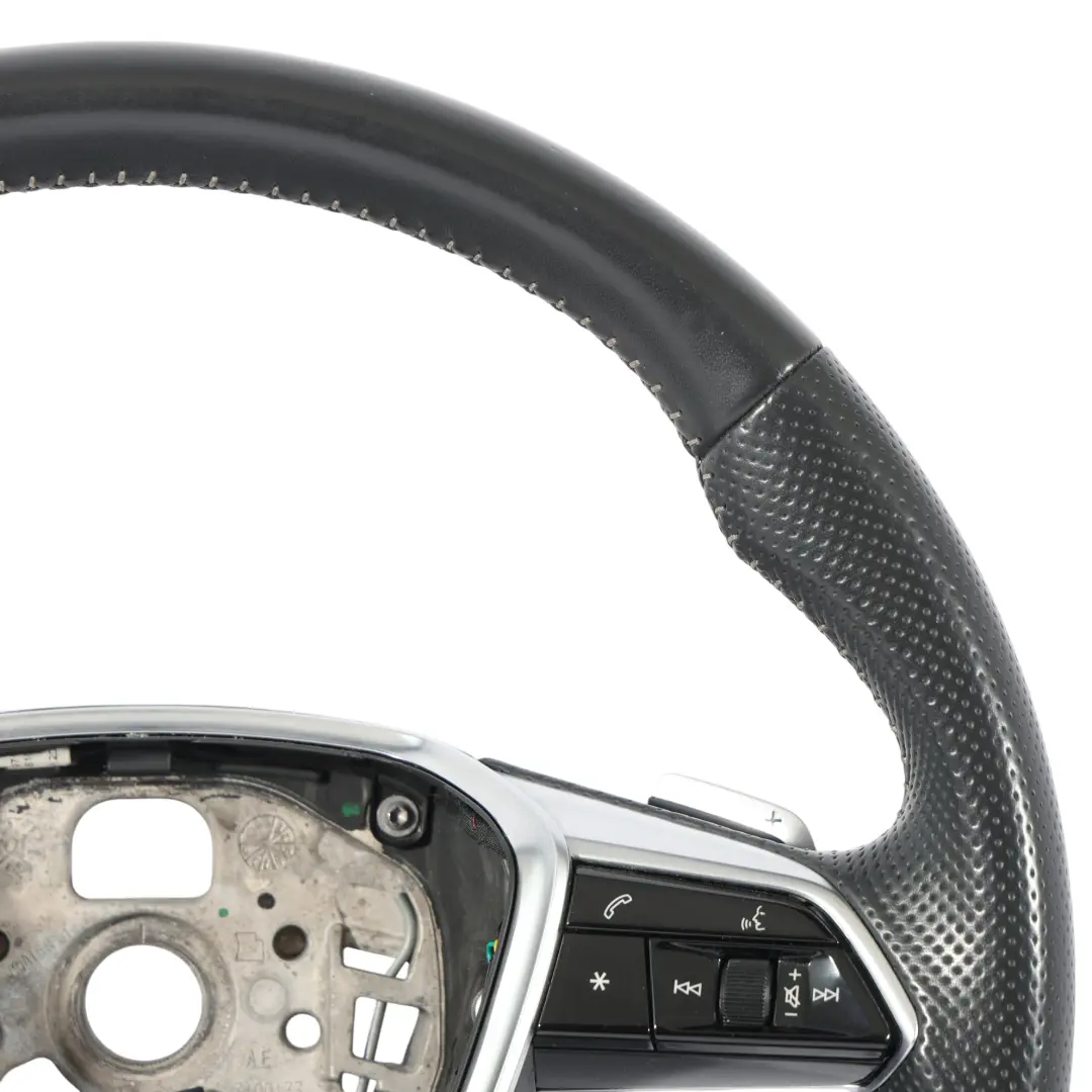 Audi A6 C8 Lenkrad Schwarz Leder Flachboden Grau Gewinde - SKU 4K0419091N - Teilenummer 4K0419091N