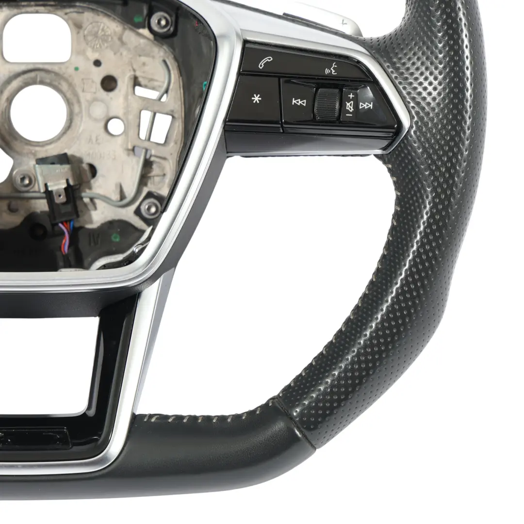 Cuero Negro Fondo Plano Rosca Gris para Audi A6 C8 Volante con número de pieza 4K0419091N Audi A6 C8 Volante Cuero Negro Fondo Plano Rosca Gris - SKU 4K0419091N - Número de pieza 4K0419091N
