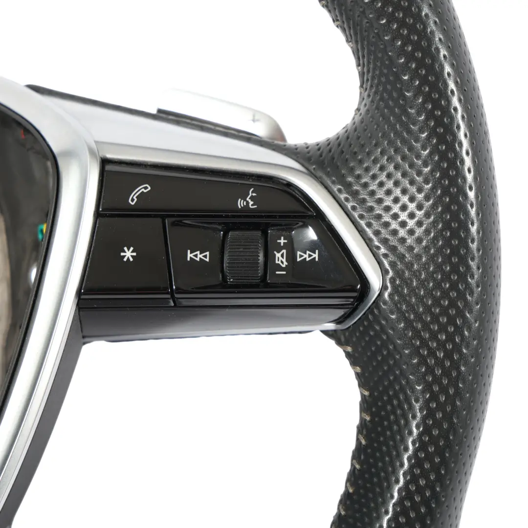 Lenkrad Schwarz Leder Flachboden Grau Gewinde für Audi A6 C8 mit Teilenummer 4K0419091N Audi A6 C8 Lenkrad Schwarz Leder Flachboden Grau Gewinde - SKU 4K0419091N - Teilenummer 4K0419091N