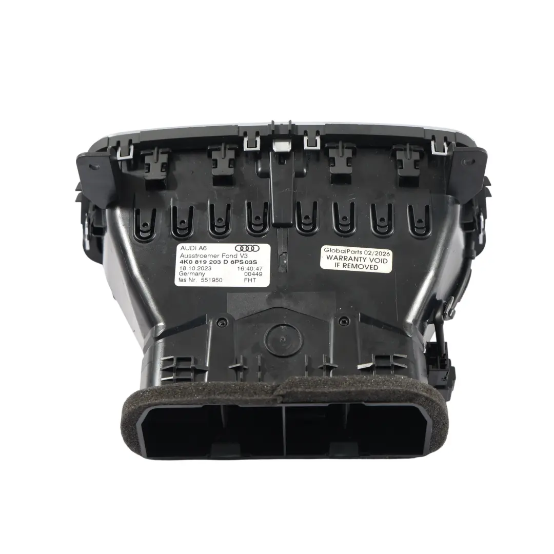 Audi A6 C8 Griglia Bocchetta Console Centrale Posteriore Nero - SKU 4K0819203D - Numero di parte 4K0819203D