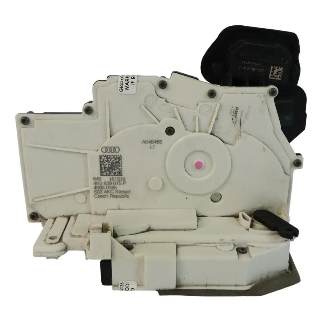 Door Lock Latch Mechanism Rear Left N/S to Audi A6 C8 A7 4G Q8 with Part number 4K0839015P Audi A6 C8 A7 4G Q8 Door Lock Latch Mechanism Rear Left N/S - SKU 4K0839015P - Part number 4K0839015P