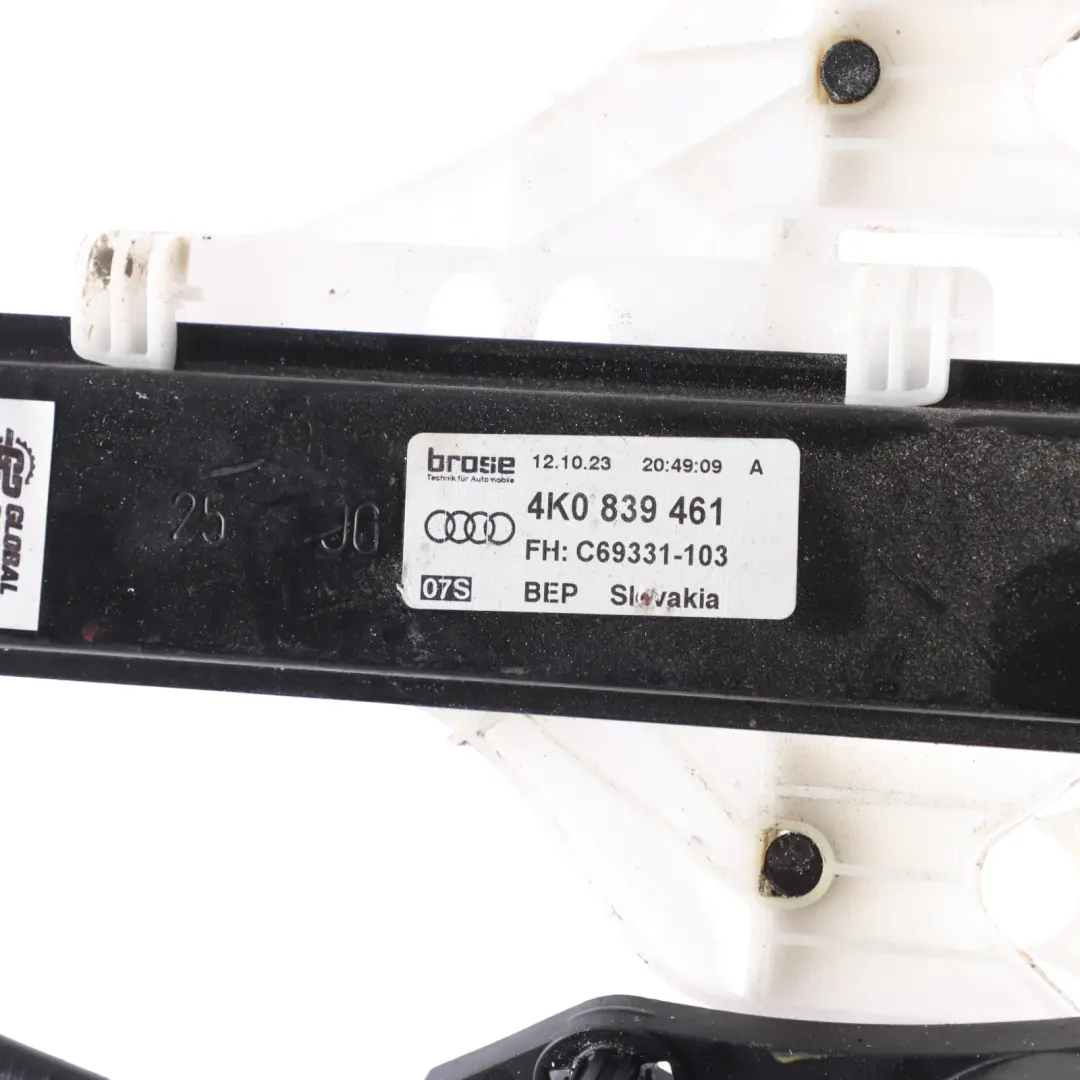 Audi A6 C8 Rear Door Window Lifter Regulator Mechanism Left N/S - SKU 4K0839461 - Part number 4K0839461