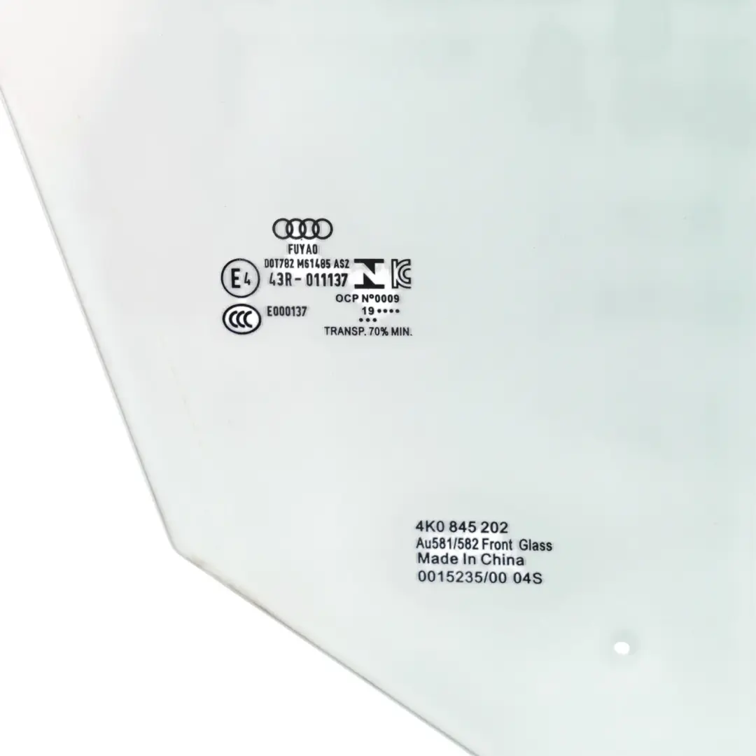 Audi A6 C8 Vetro Finestrino Porta Anteriore Destro AS2 - SKU 4K0845202 - Numero di parte 4K0845202