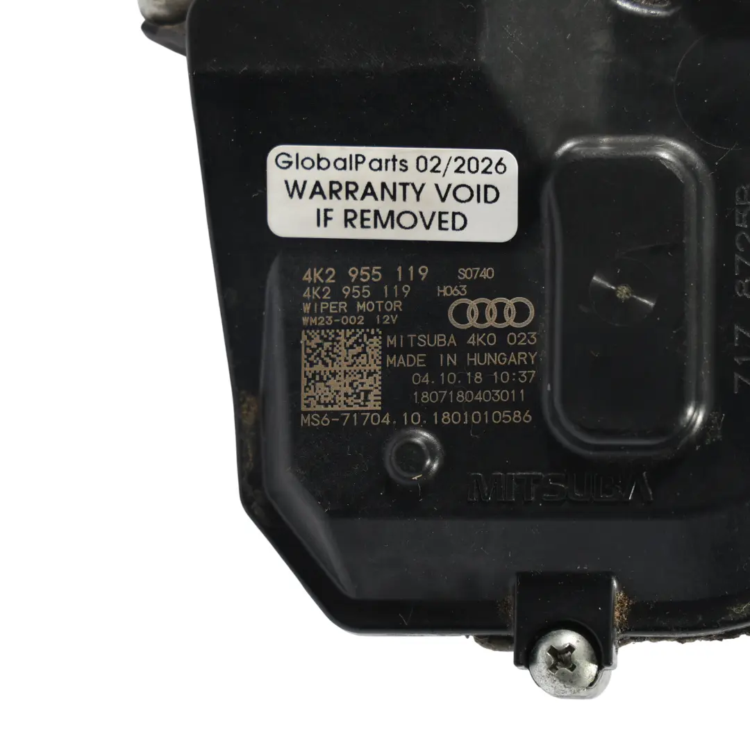 4K Front Windscreen Wiper Motor to Audi A6 C8 A7 with Part number 4K2955119 Audi A6 C8 A7 4K Front Windscreen Wiper Motor - SKU RHD-4K2955119 - Part number 4K2955119