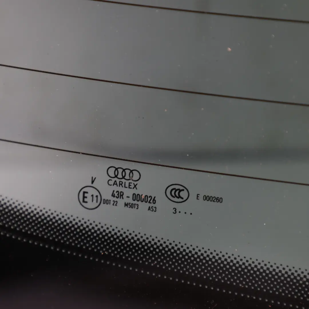 Audi A6 C8 Rear Window Glass Glazing AS3 Tinted Heated - SKU 4K5845501A - Part number 4K5845501A