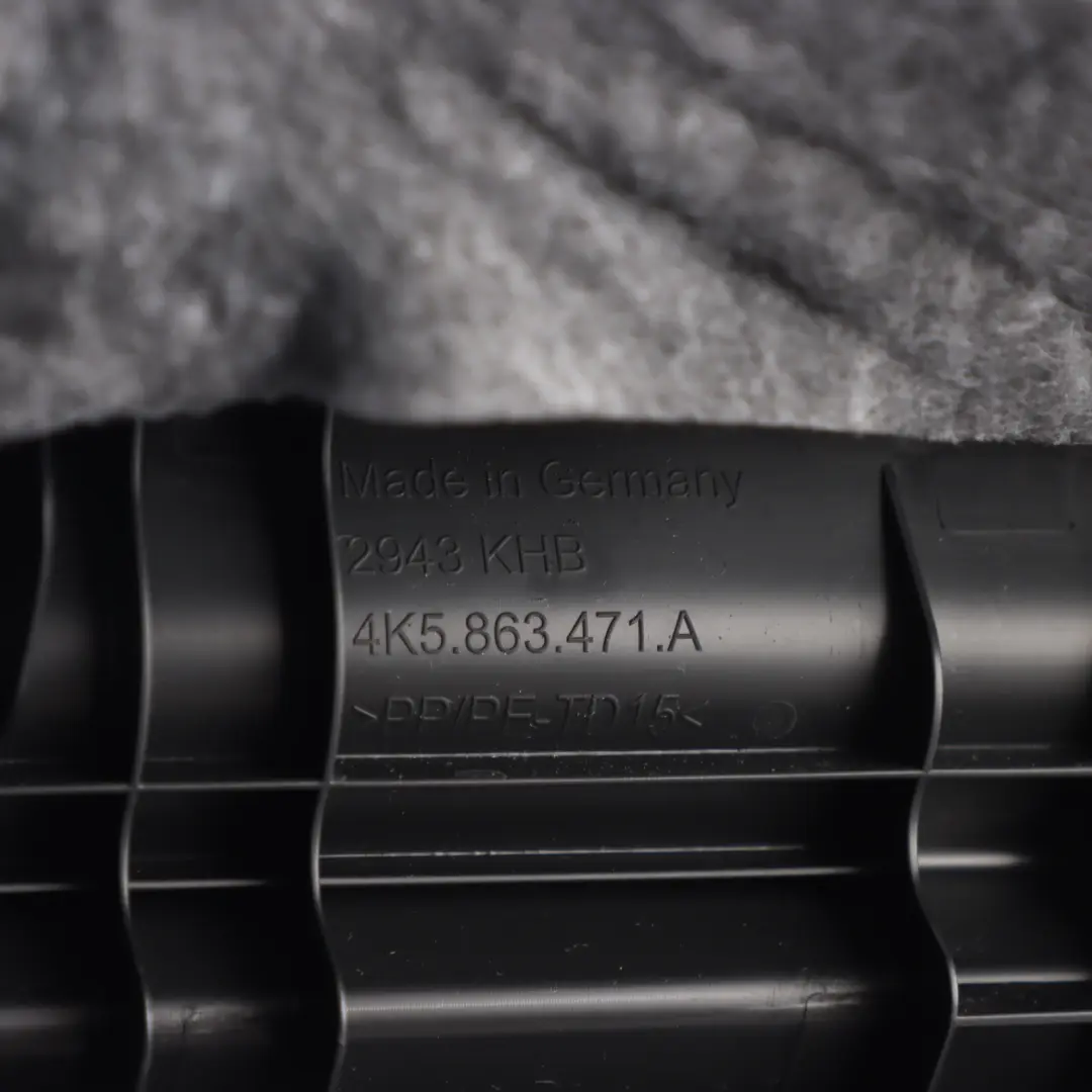 Loading Sill Trunk Cover Edge Trim Panel Black to Audi A6 C8 Sedan with Part number 4K5863471A Audi A6 C8 Sedan Loading Sill Trunk Cover Edge Trim Panel Black - SKU 4K5863471A - Part number 4K5863471A