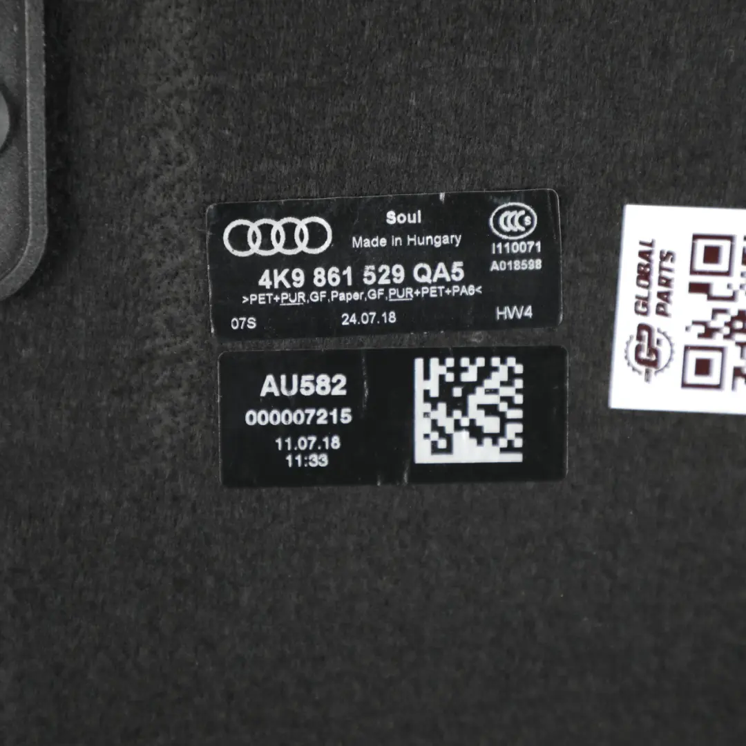 Audi A6 C8 Avant Boot Trunk Floor Carpet Luggage Compartment Black - SKU 4K9861529 - Part number 4K9861529