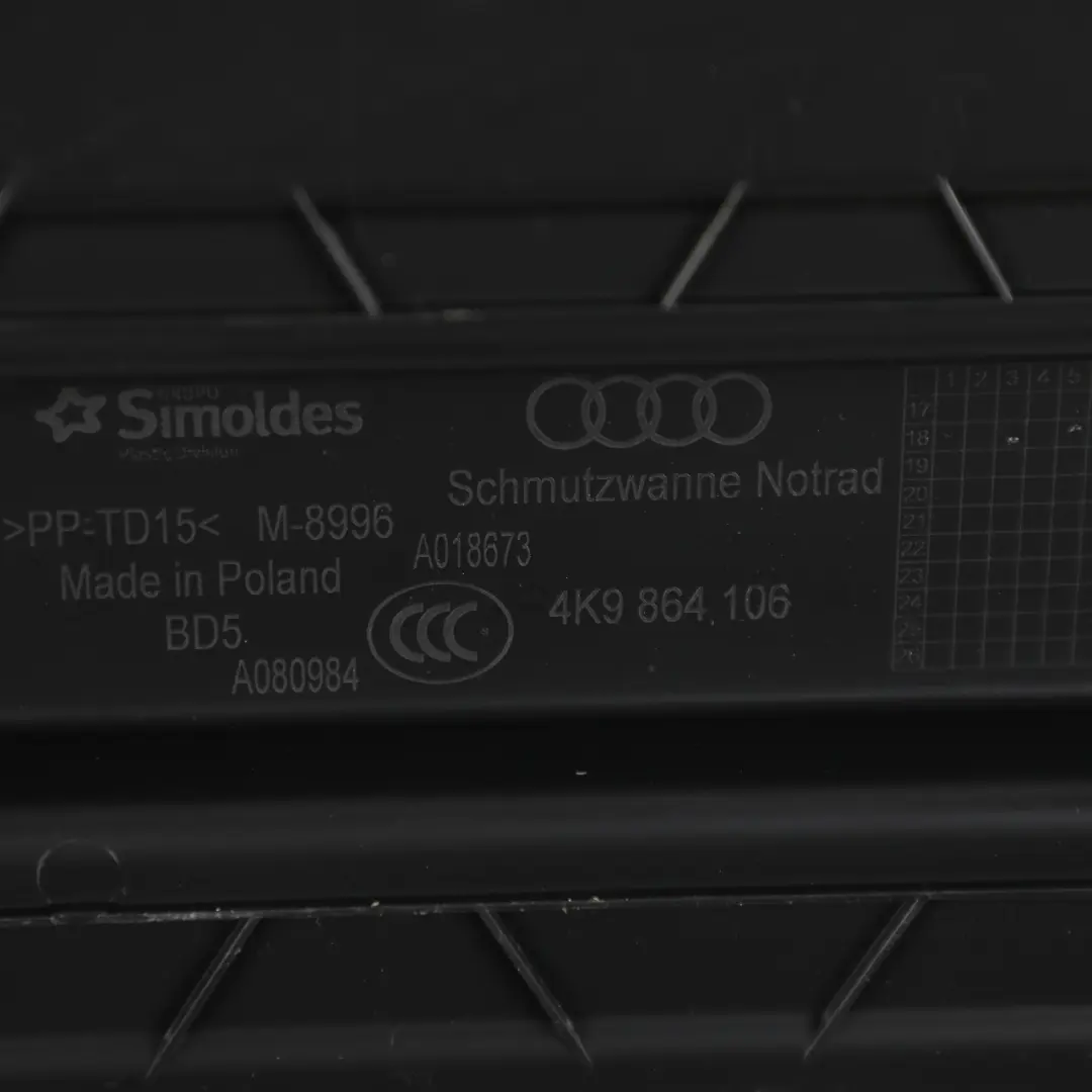 Boot Trunk Panel Storage Tray Plastic Holder to Audi A6 C8 Avant with Part number 4K9864106 Audi A6 C8 Avant Boot Trunk Panel Storage Tray Plastic Holder - SKU 4K9864106 - Part number 4K9864106