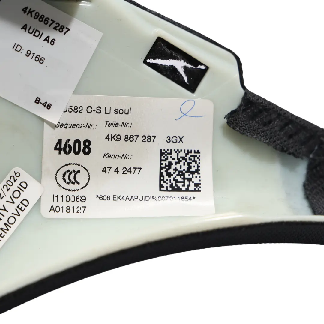 Columna C Trasera Panel De Recubrimiento Lado Izquierdo para Audi A6 C8 con número de pieza 4K9867287 Audi A6 C8 Columna C Trasera Panel De Recubrimiento Lado Izquierdo - SKU 4K9867287 - Número de pieza 4K9867287