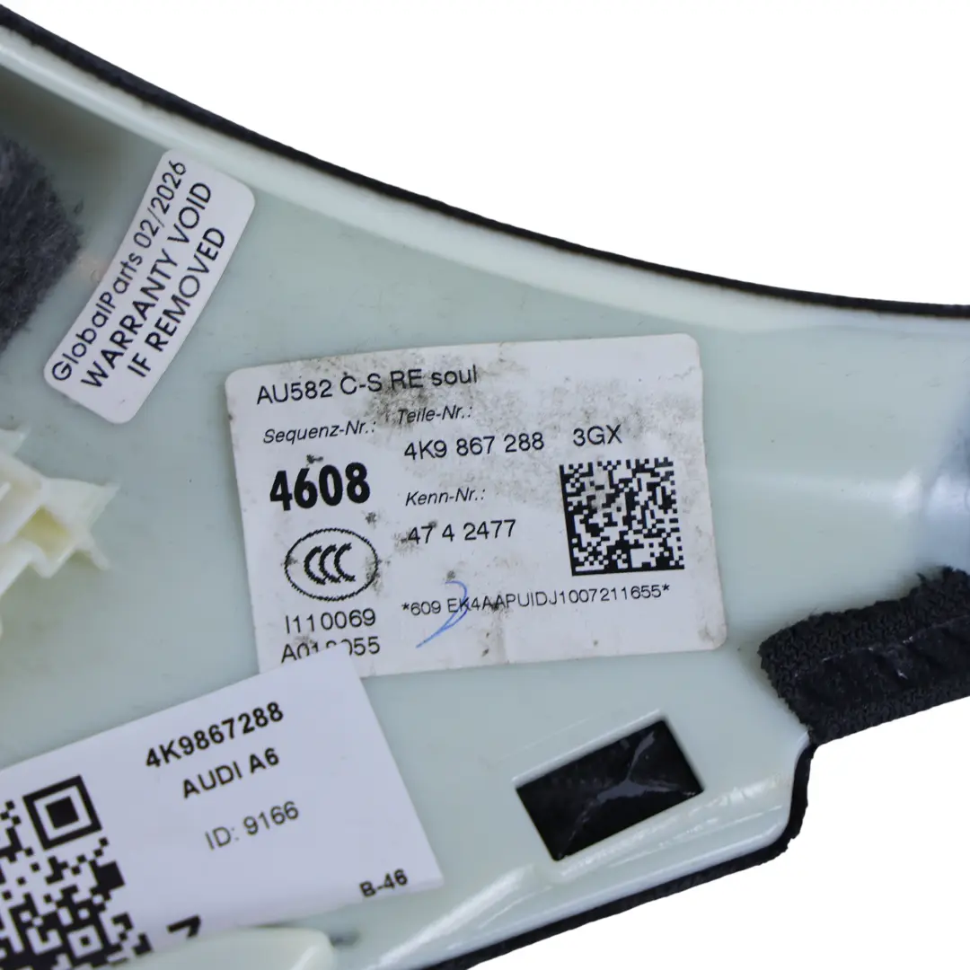 Audi A6 C8 RS6 Listwa Słupka Tylna Prawa Czarna - SKU 4K9867288 - Numer Części 4K9867288