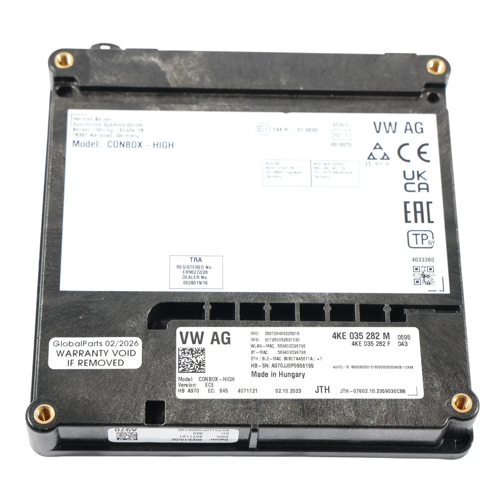 Audi A6 C8 Centralina Elettronica Controllo Telematico Bluetooth 4KE035282M.