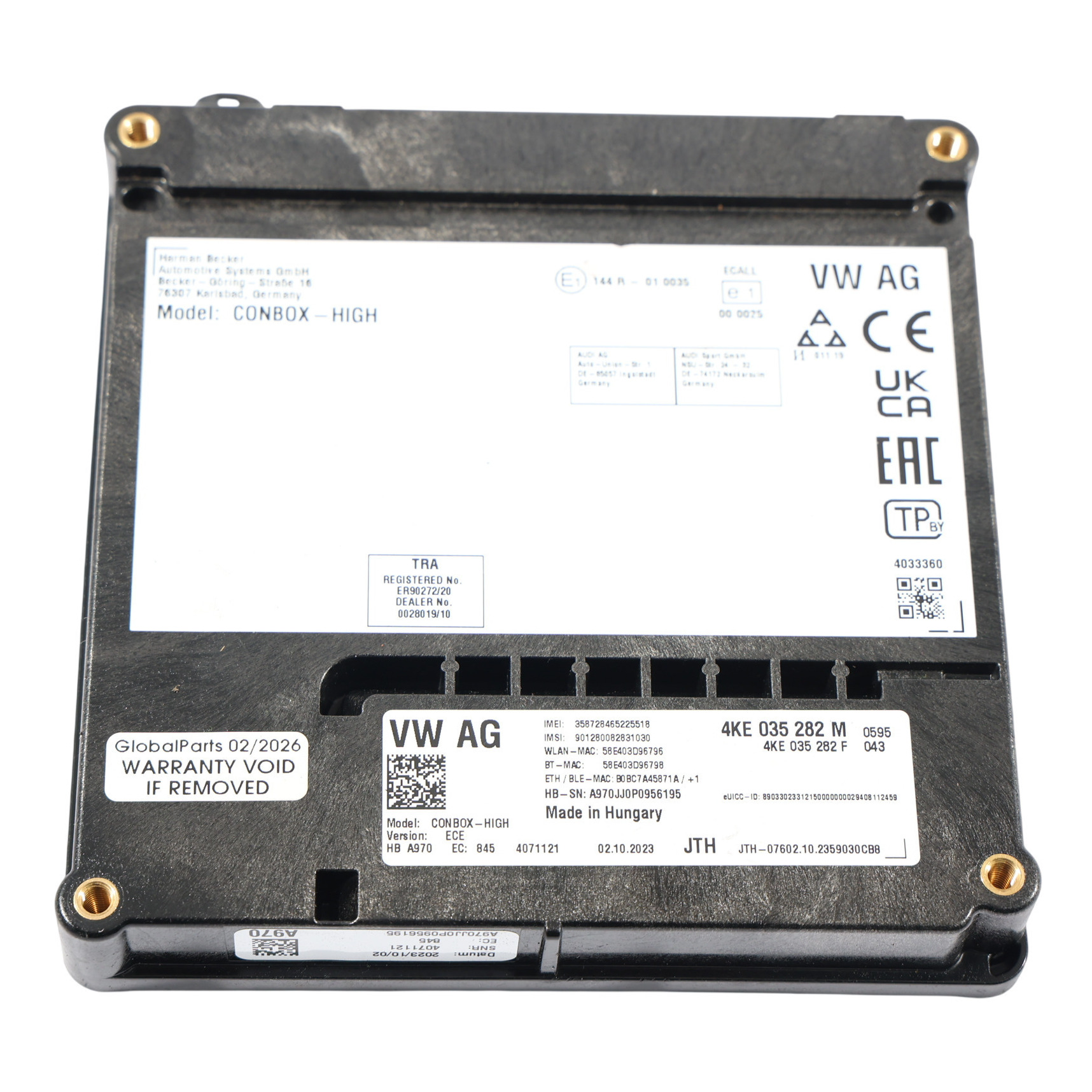 Audi A6 C8 Telematics Bluetooth Control Module Unit ECU 4KE035282M