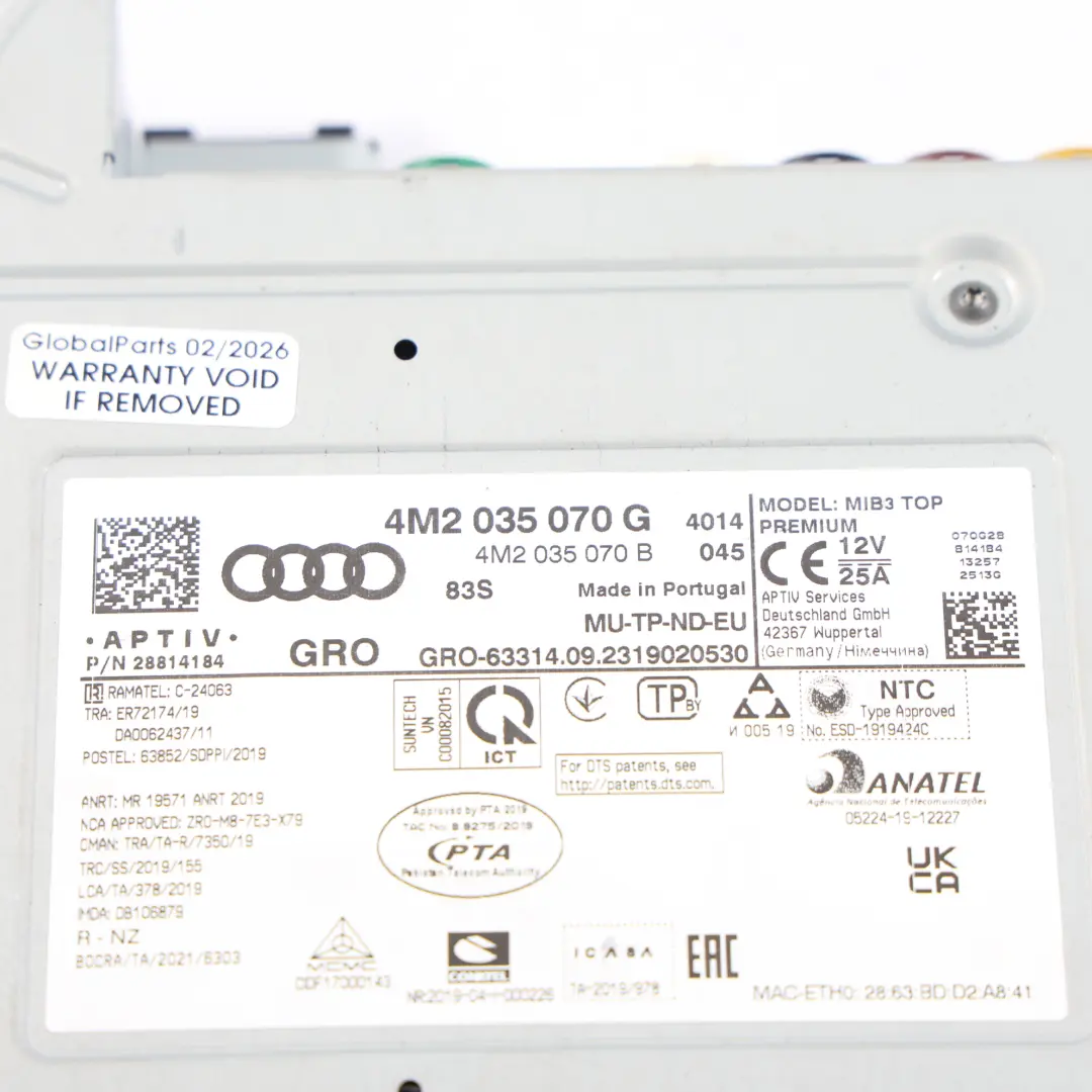 Audi Q7 4M CD Player Radio Multimedia Audio Head Unit 4M2035070C - SKU RHD-4M2035070G - Part number 4M2035070G